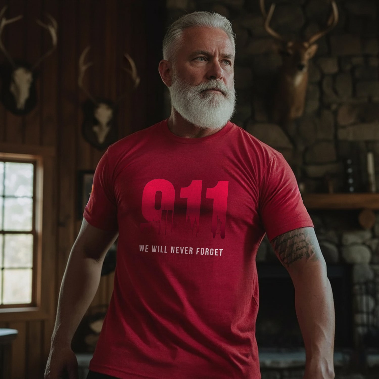 9/11 We Will Never Forget US Military T-Shirt Secondary image