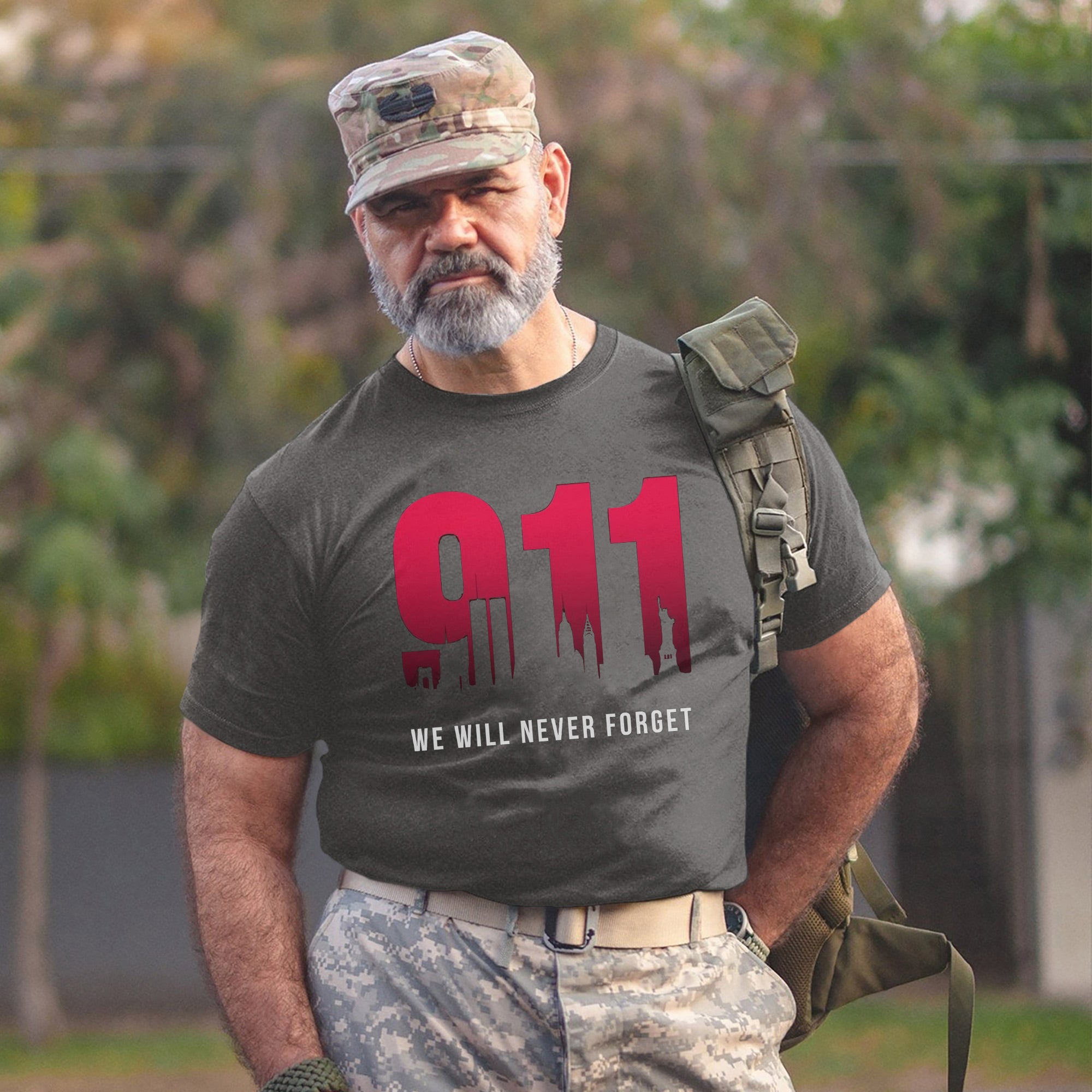9/11 We Will Never Forget US Military Patriotic Remembrance Tribute T-Shirt