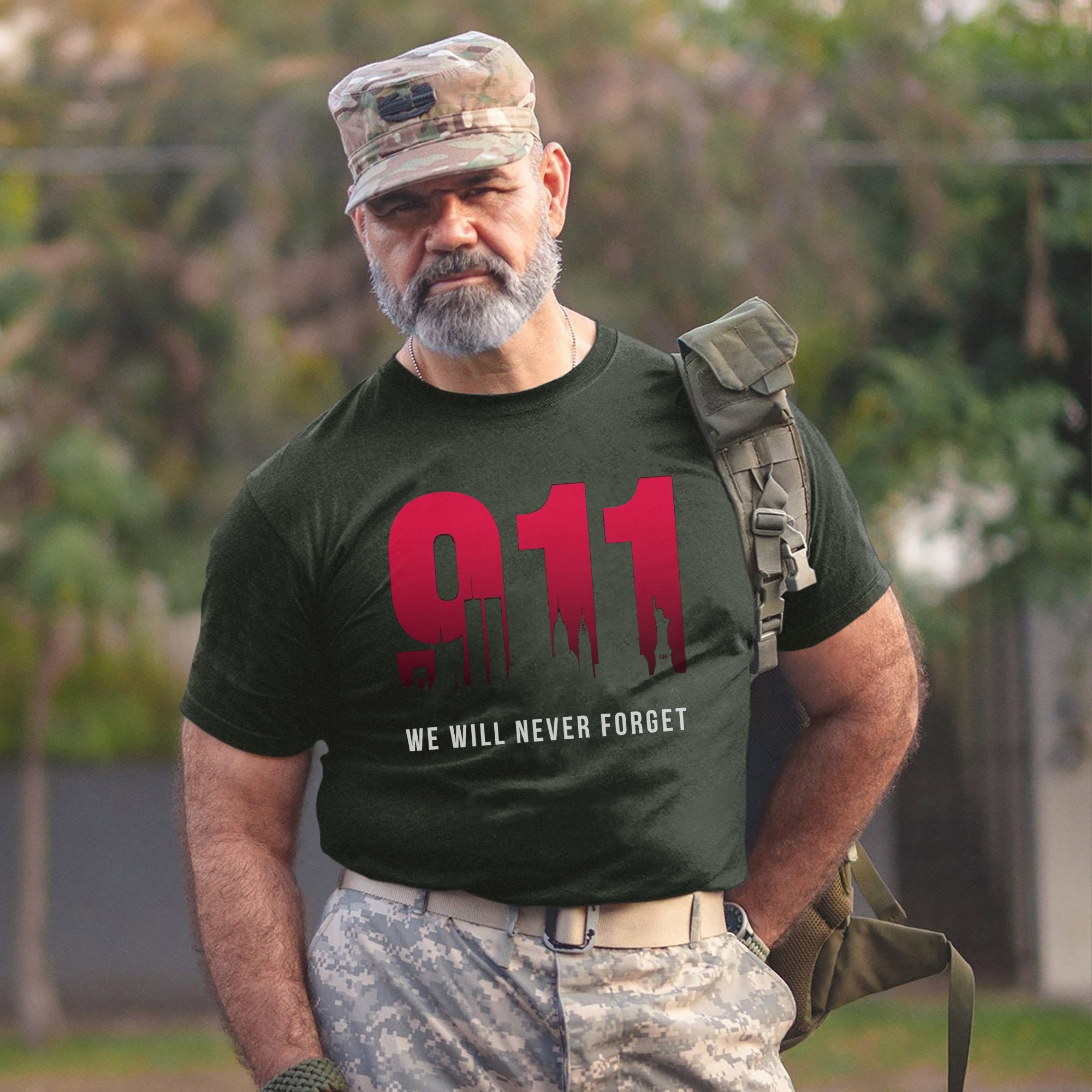 9/11 We Will Never Forget US Military Patriotic Remembrance Tribute T-Shirt