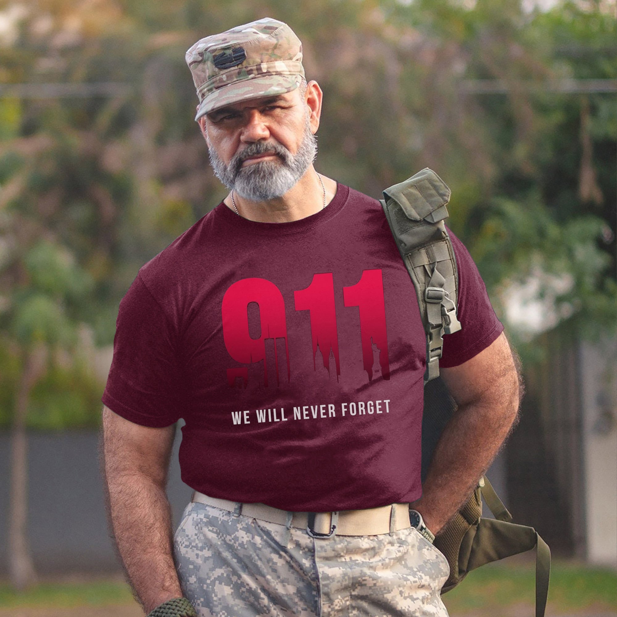 9/11 We Will Never Forget US Military Patriotic Remembrance Tribute T-Shirt