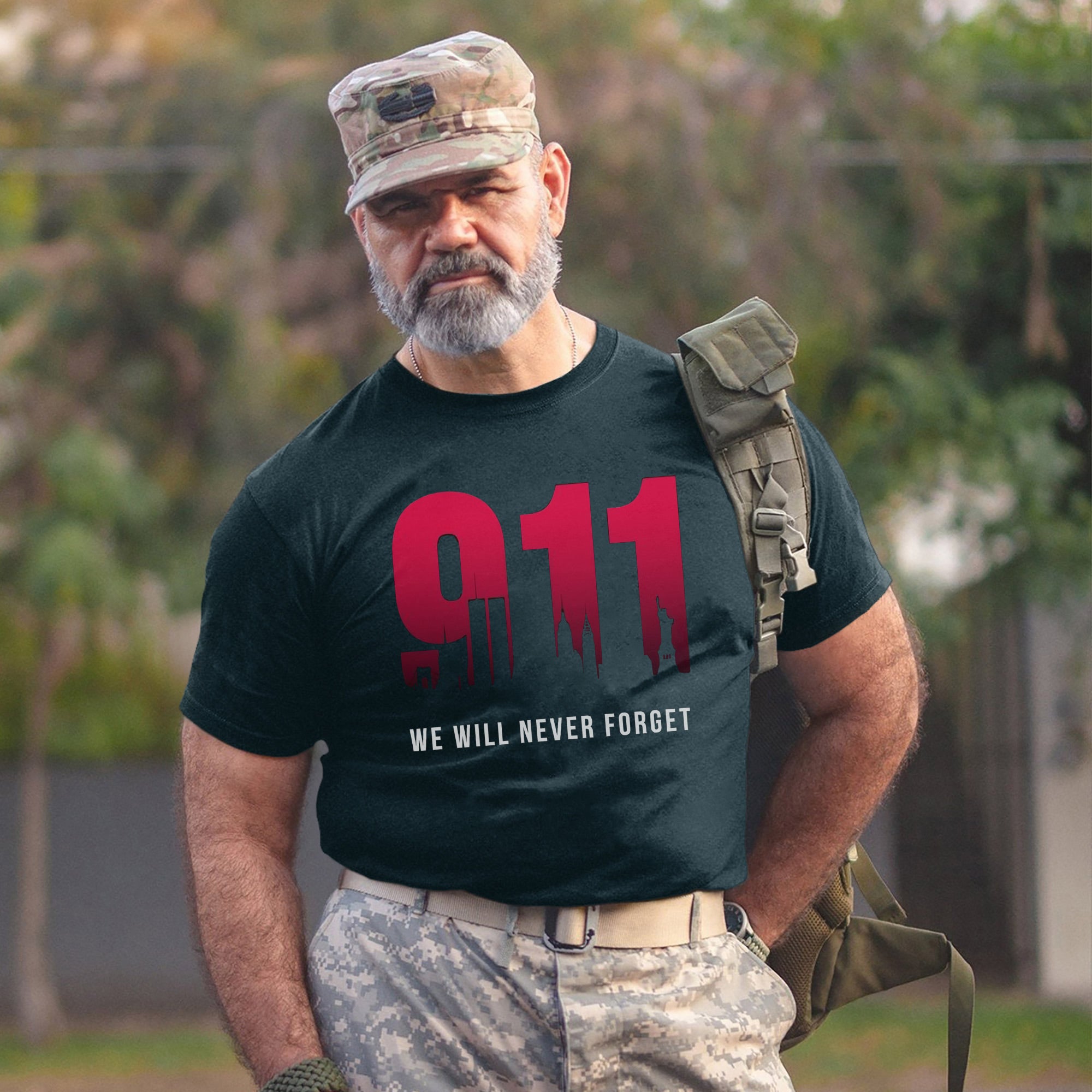 9/11 We Will Never Forget US Military Patriotic Remembrance Tribute T-Shirt