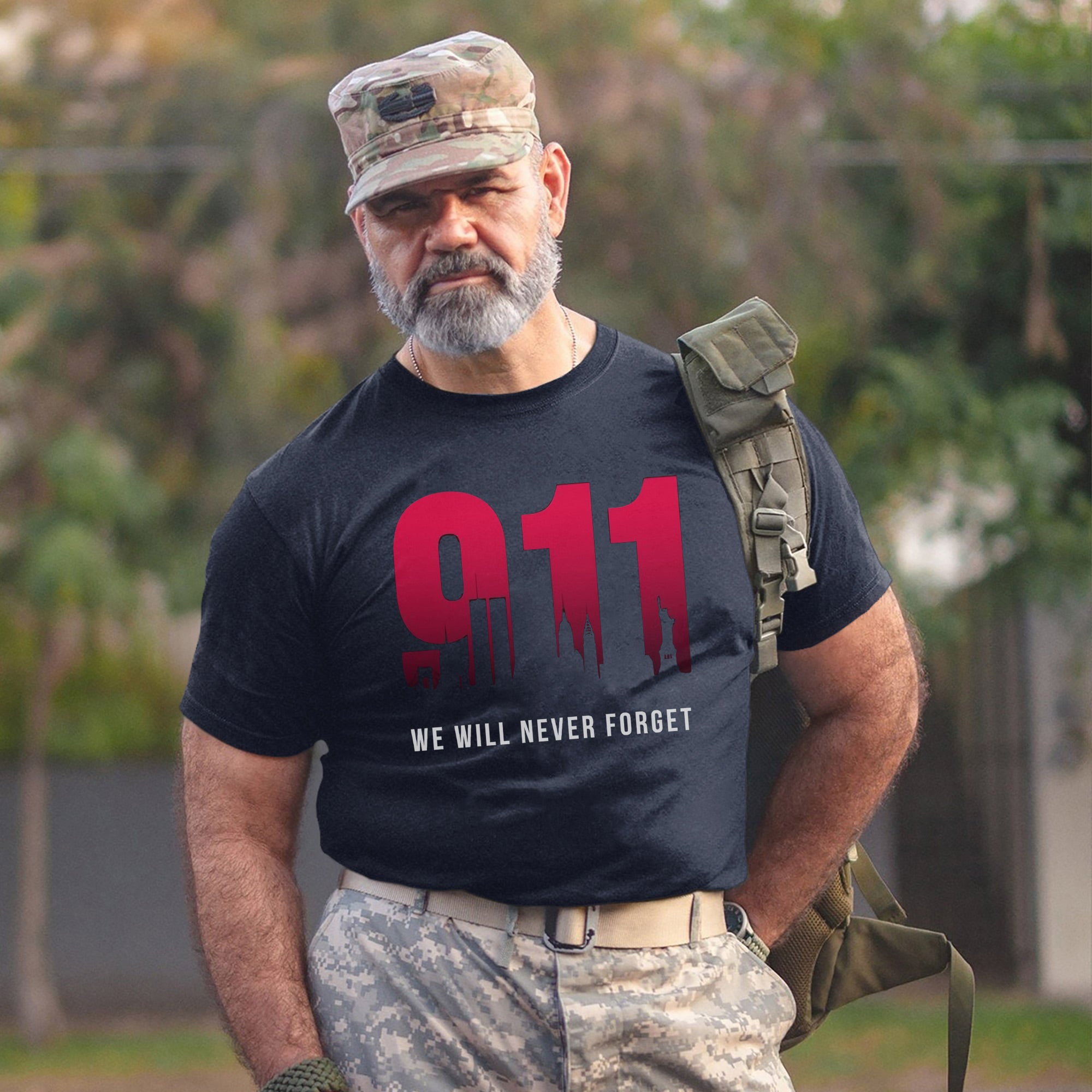 9/11 We Will Never Forget US Military Patriotic Remembrance Tribute T-Shirt