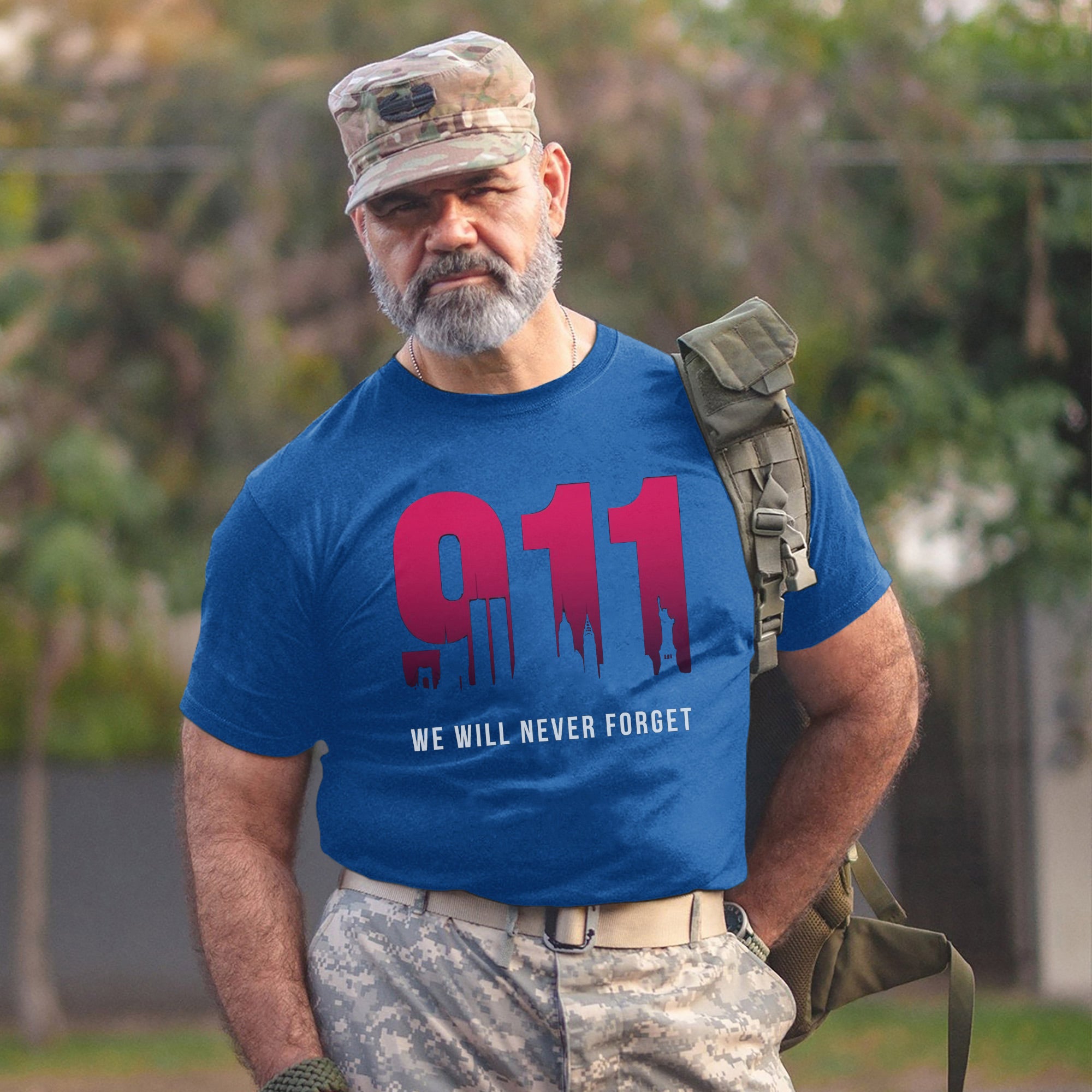 9/11 We Will Never Forget US Military Patriotic Remembrance Tribute T-Shirt
