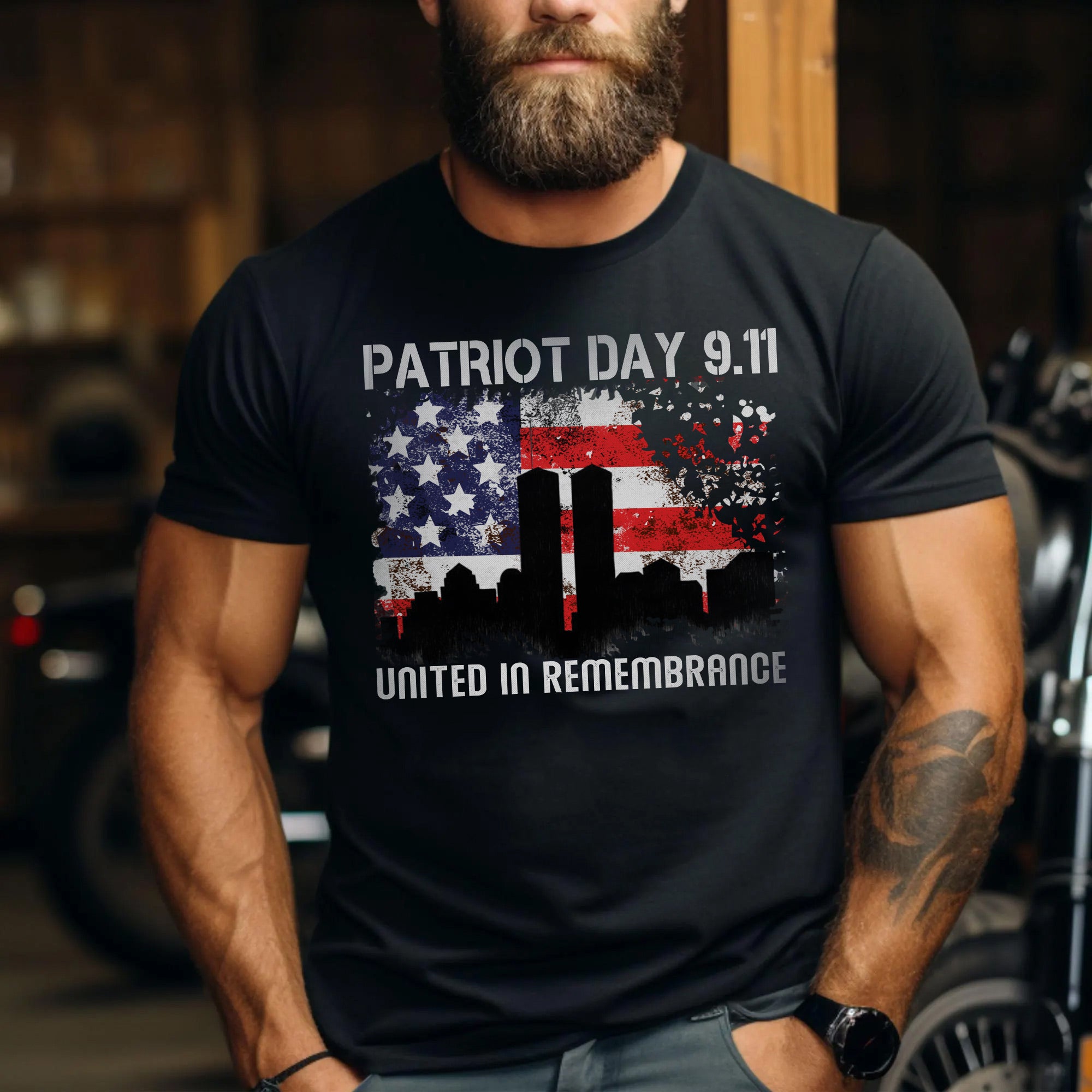 Patriot Day 9/11 United in Remembrance US Military Veteran Patriotic Honor Tribute T-Shirt