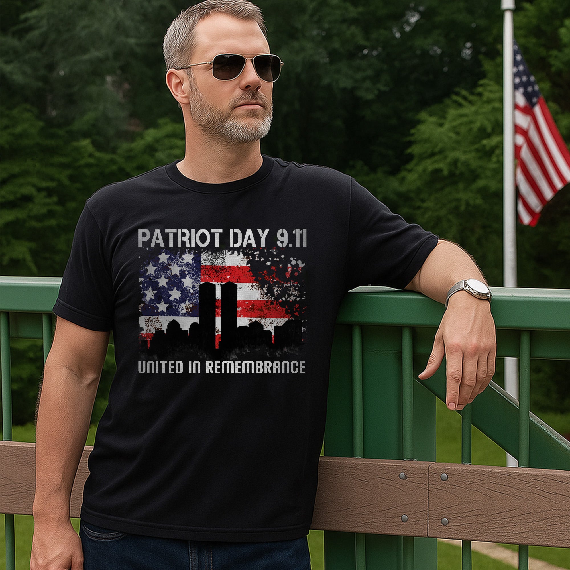 Patriot Day 9/11 United in Remembrance US Military Veteran Patriotic Honor Tribute T-Shirt