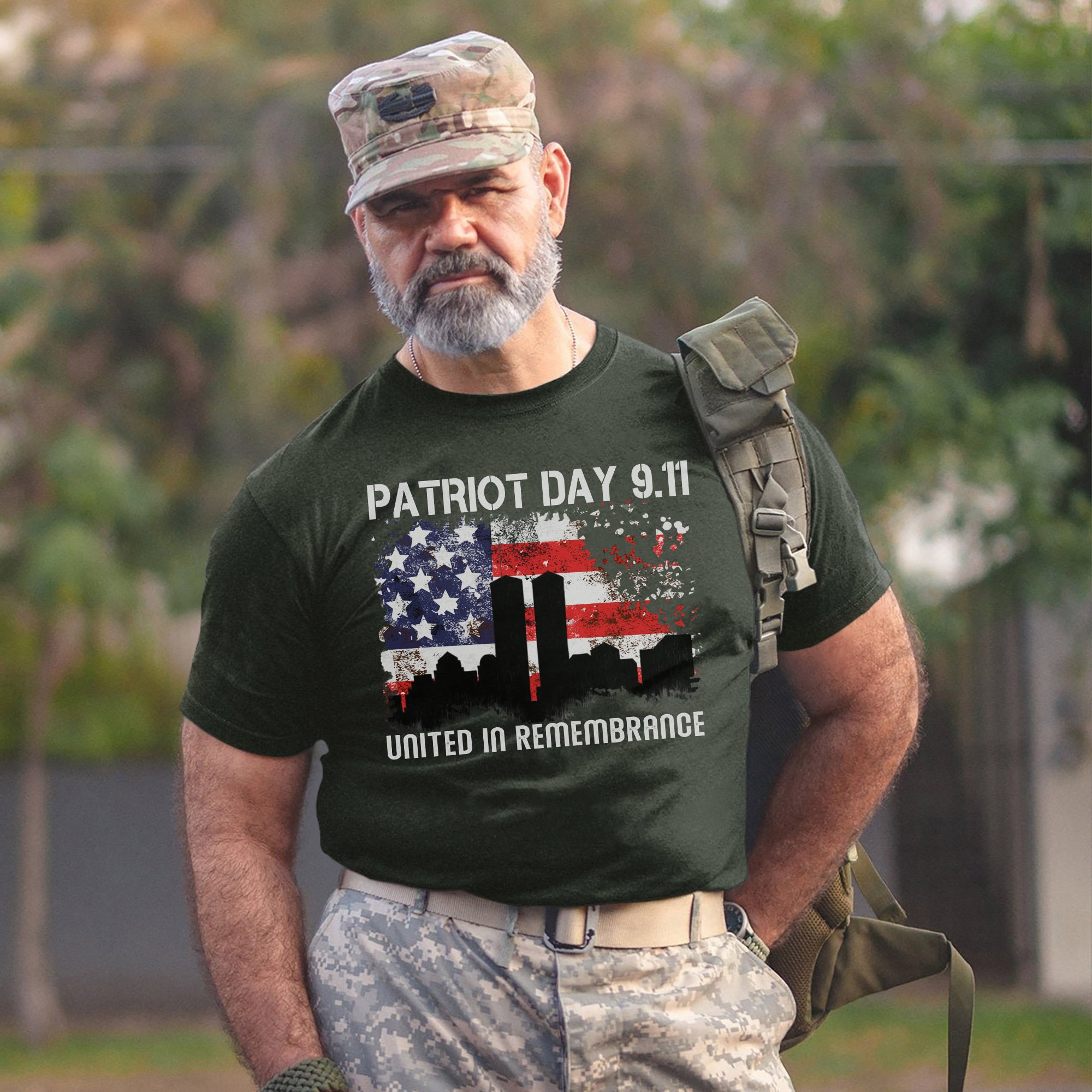 Patriot Day 9/11 United in Remembrance US Military Veteran Patriotic Honor Tribute T-Shirt