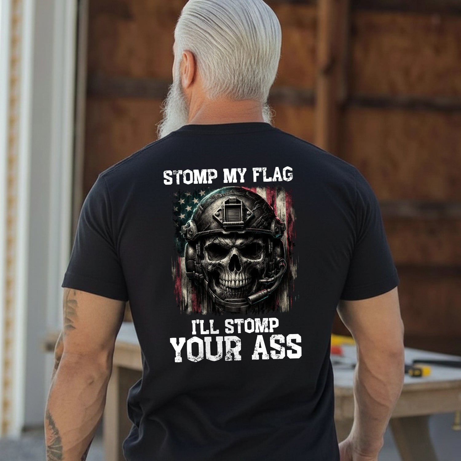 Stomp My Flag I’ll Stomp Your Ass Proud US T-Shirt Secondary image