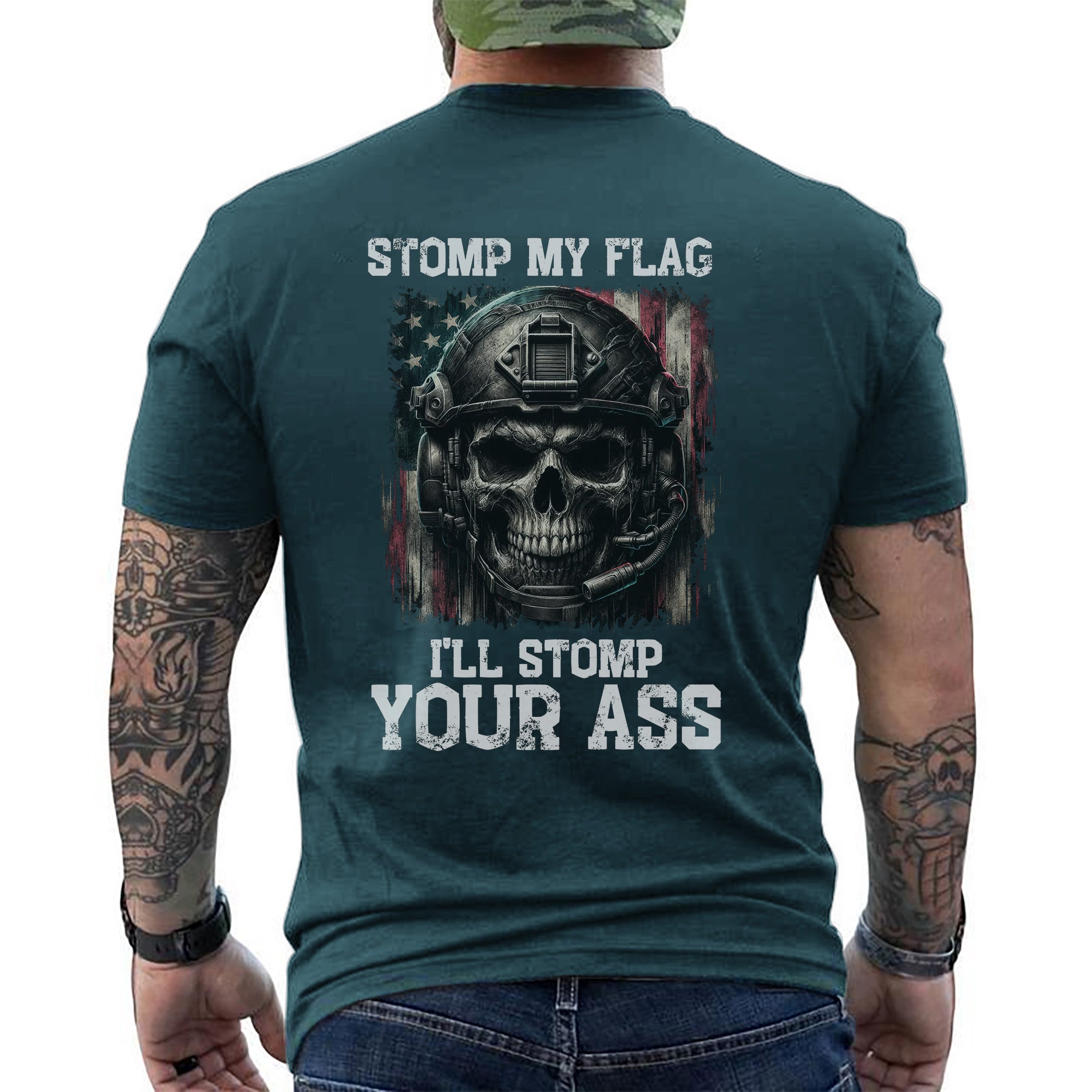 Stomp My Flag I’ll Stomp Your Ass Proud US Military Veteran Patriotic American Pride T-Shirt