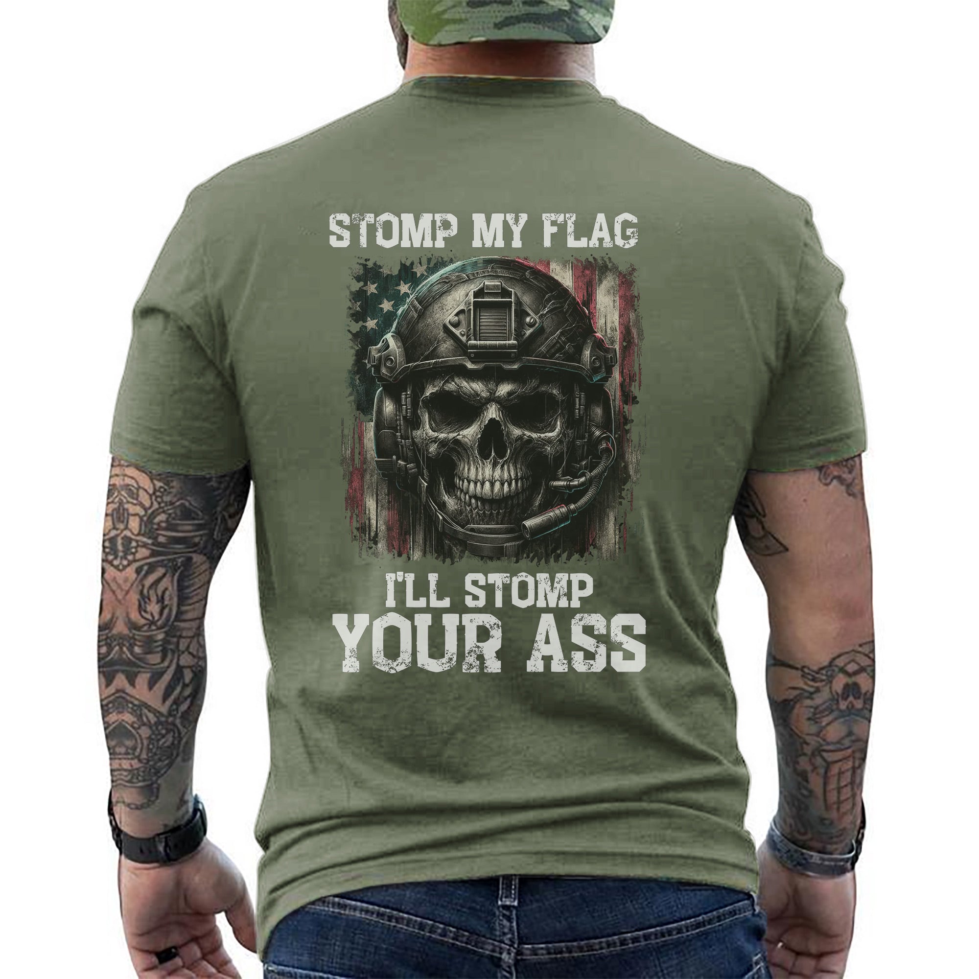 Stomp My Flag I’ll Stomp Your Ass Proud US Military Veteran Patriotic American Pride T-Shirt