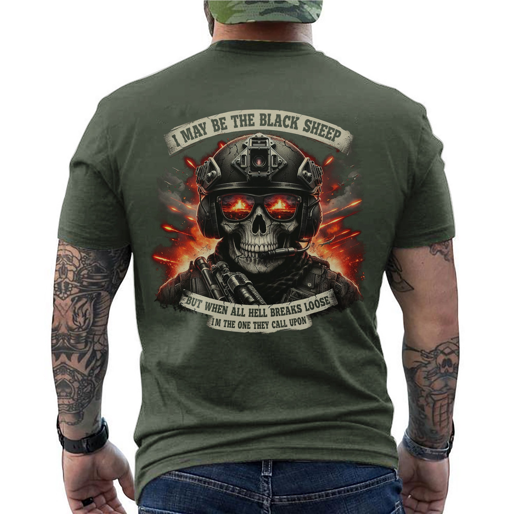I May Be the Black Sheep but When All Hell Breaks Loose I’m the One They Call Upon Veteran T-Shirt