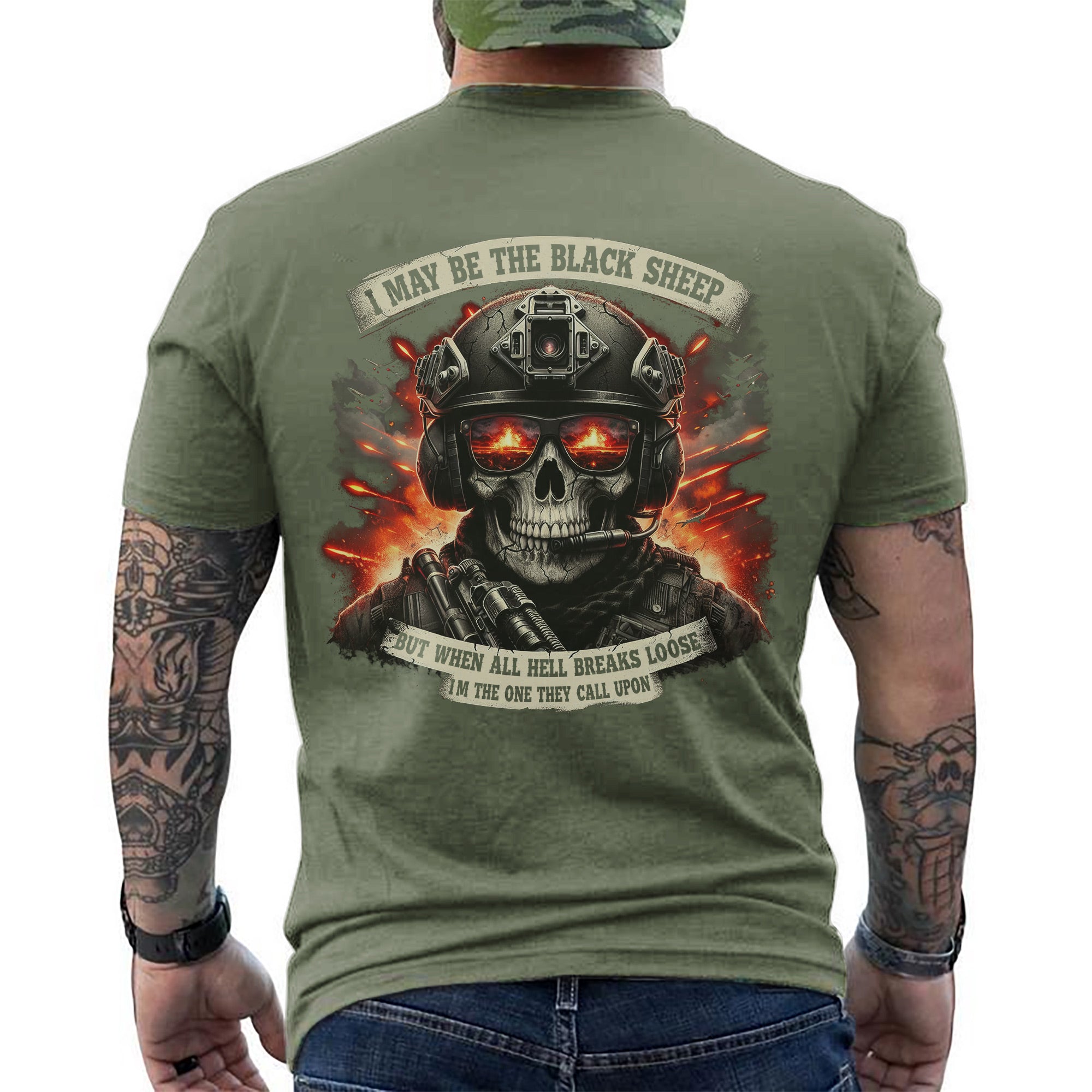 I May Be the Black Sheep but When All Hell Breaks Loose I’m the One They Call Upon Veteran T-Shirt