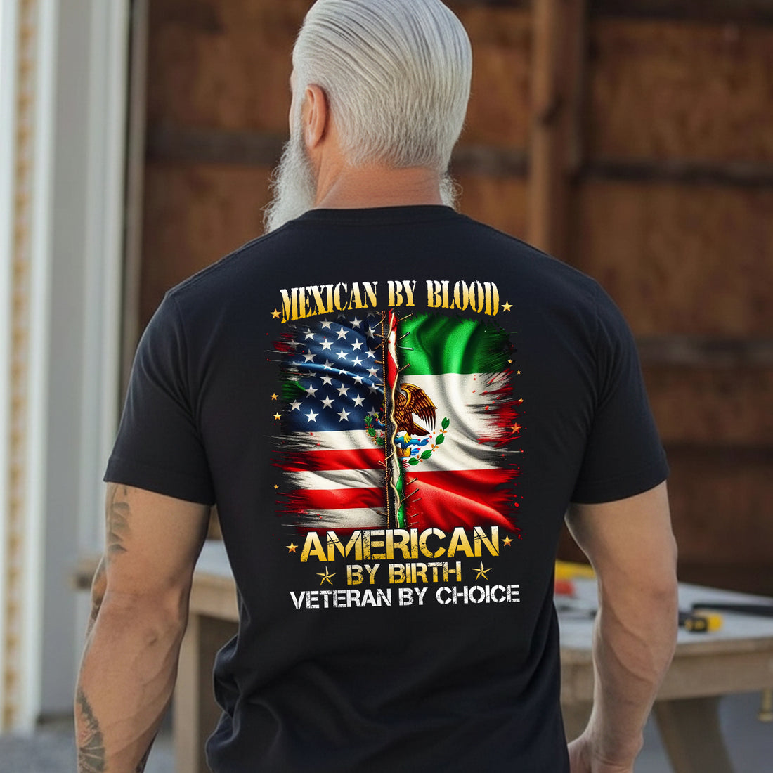 Mexican by Blood American by Birth Veteran T-Shirt