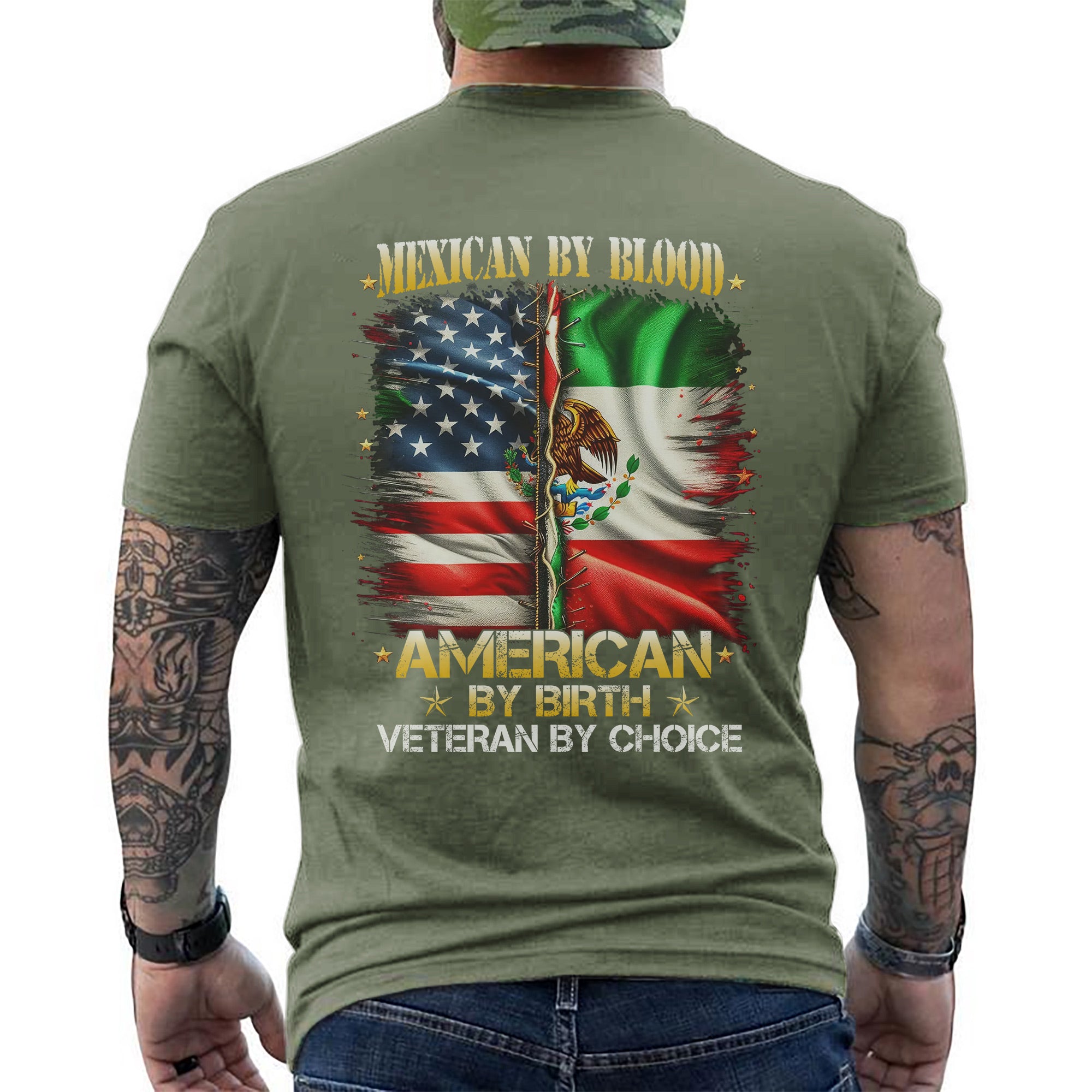 Mexican by Blood American by Birth Veteran by Choice Proud US Military Patriotic T-Shirt