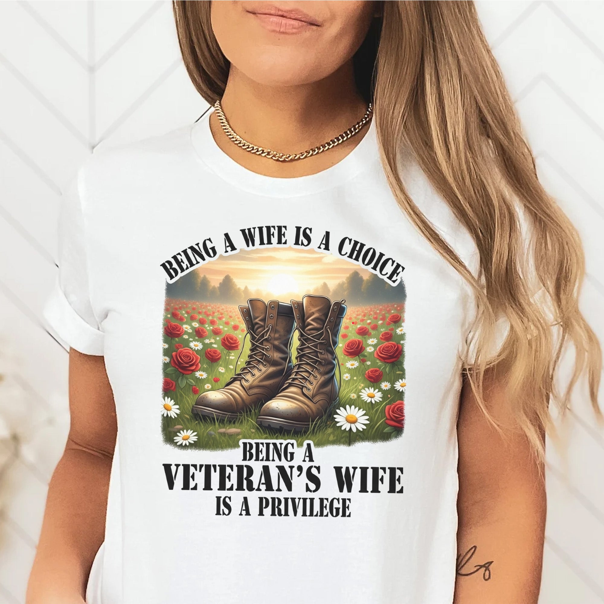 Being a Wife Is a Choice Being a Veteran’s Wife Is a Privilege Proud US Military Support T-Shirt