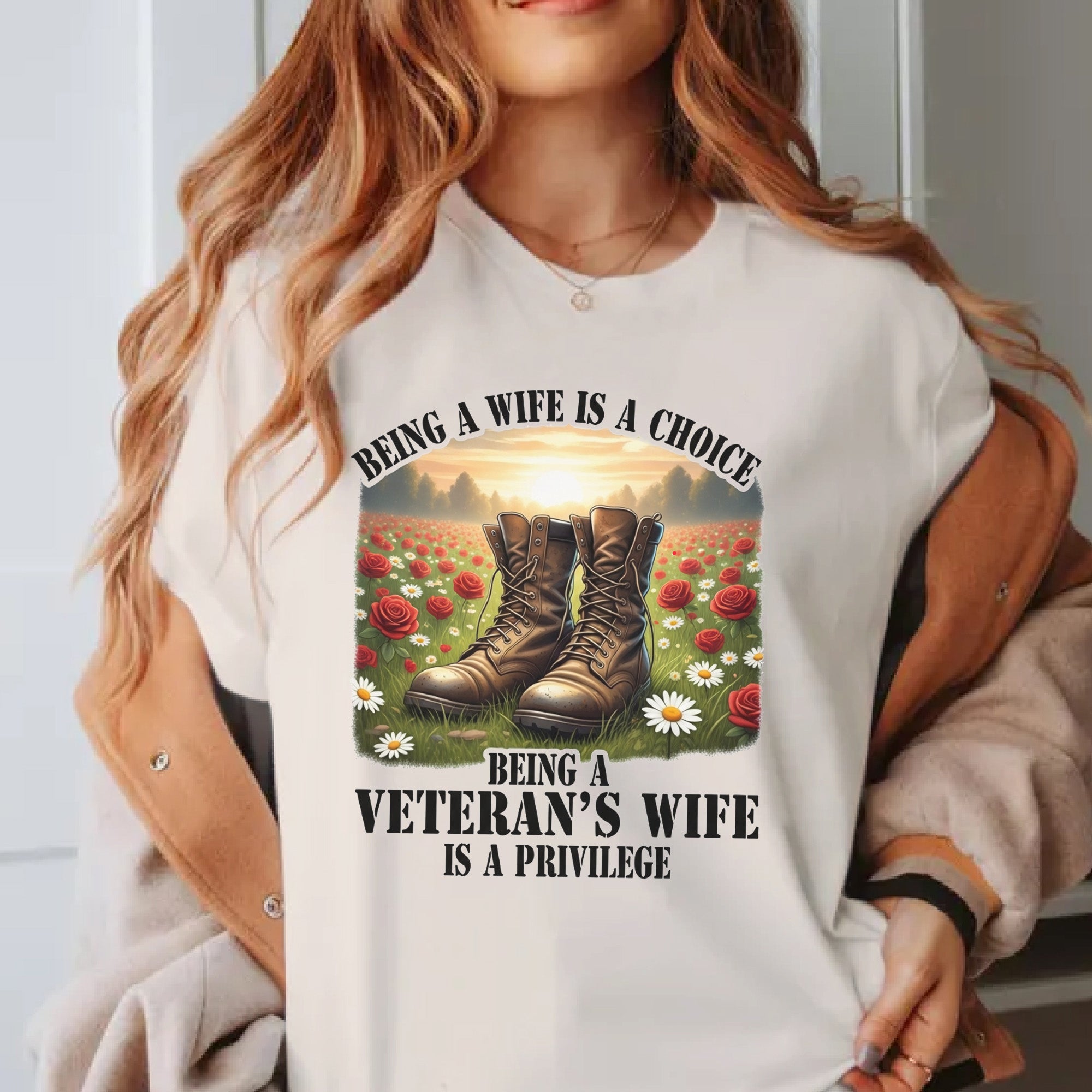 Being a Wife Is a Choice Being a Veteran’s Wife Is a Privilege Proud US Military Support T-Shirt