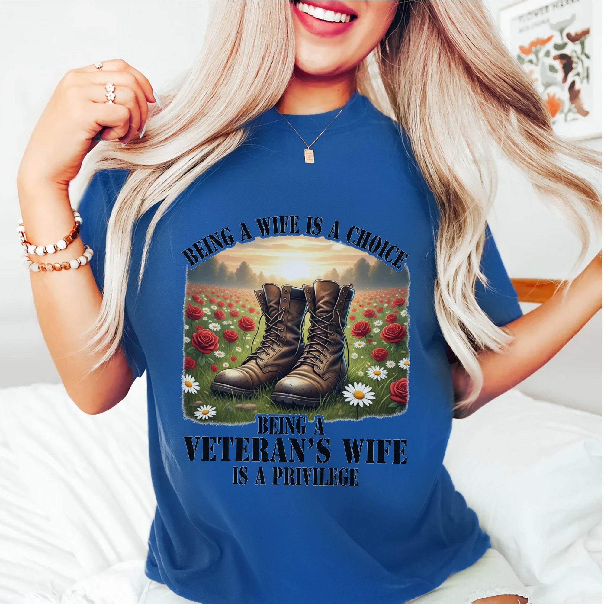 Being a Wife Is a Choice Being a Veteran’s Wife Is a Privilege Proud US Military Support T-Shirt