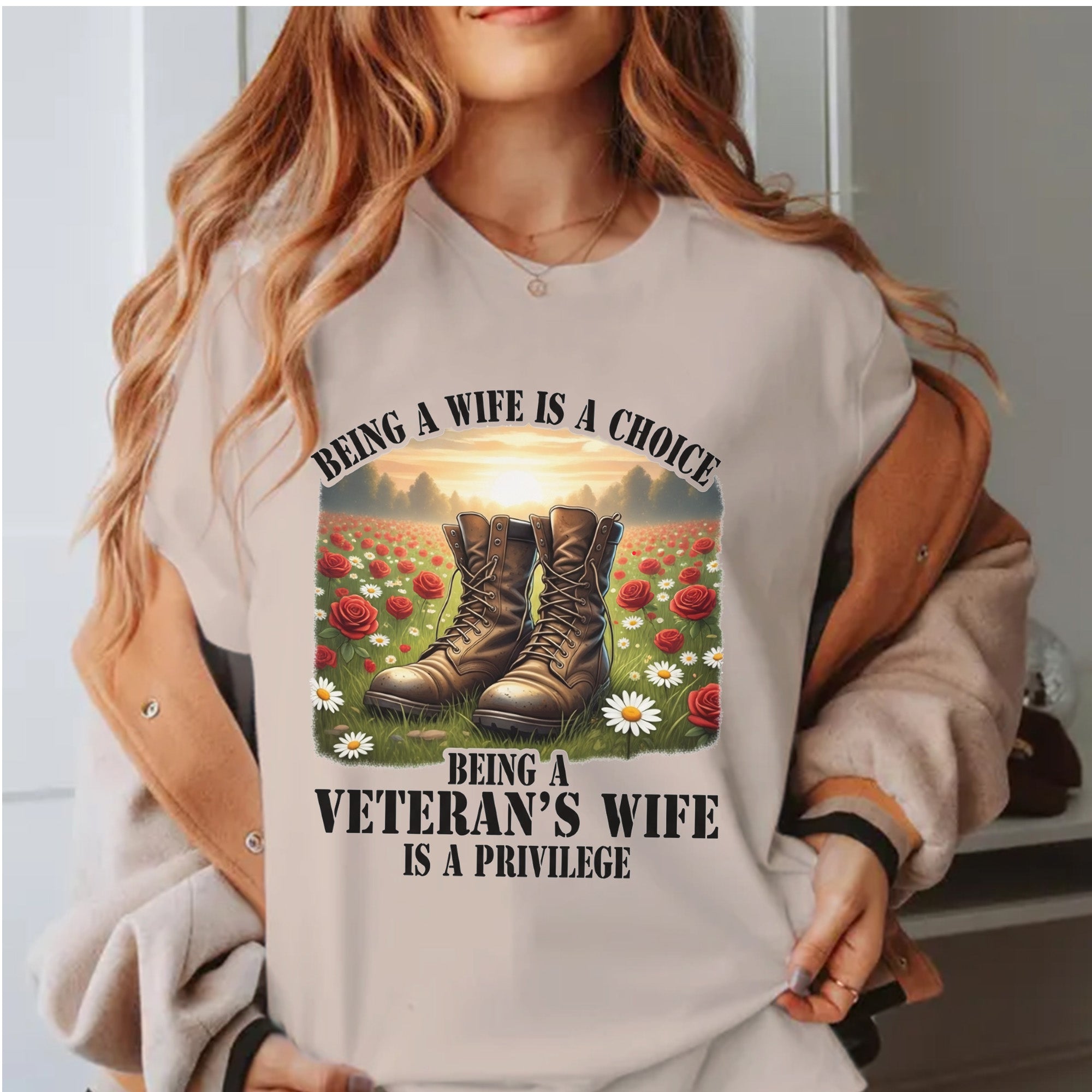 Being a Wife Is a Choice Being a Veteran’s Wife Is a Privilege Proud US Military Support T-Shirt