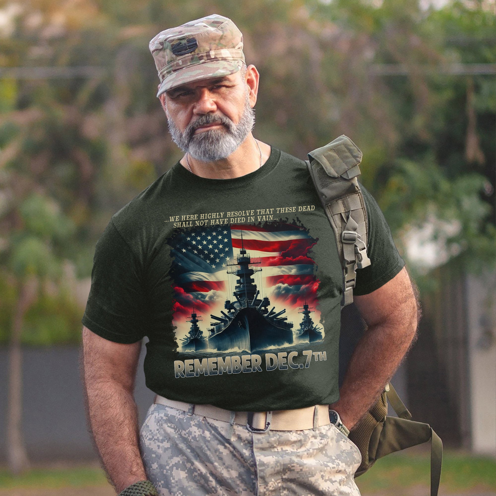 We Here Highly Resolve That These Dead Shall Not Have Died in Vain Remember Dec 7th US Military T-Shirt
