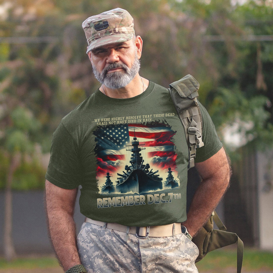 We Here Highly Resolve That These Dead Shall Not Have Died in Vain Remember Dec 7th US Military T-Shirt
