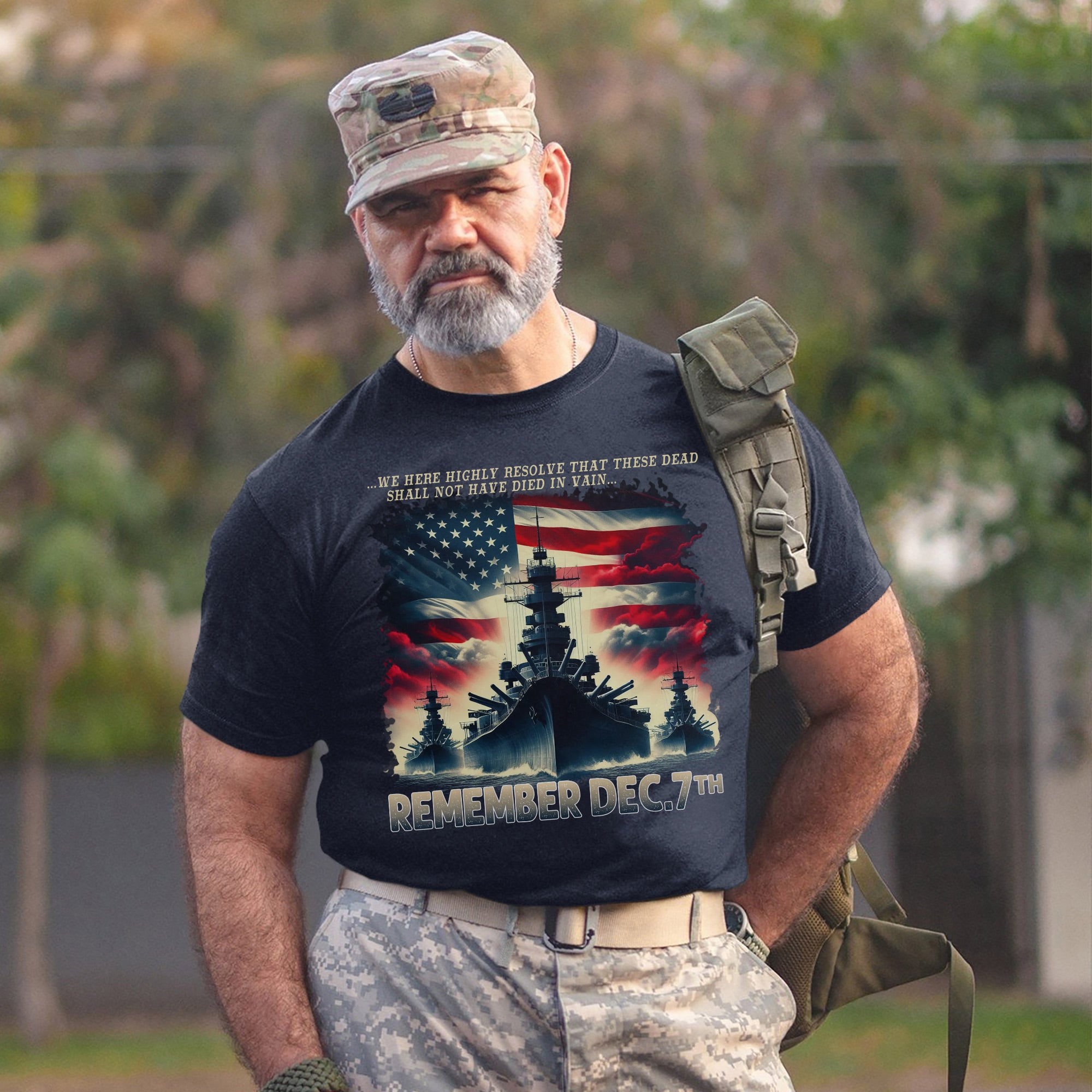 We Here Highly Resolve That These Dead Shall Not Have Died in Vain Remember Dec 7th US Military T-Shirt