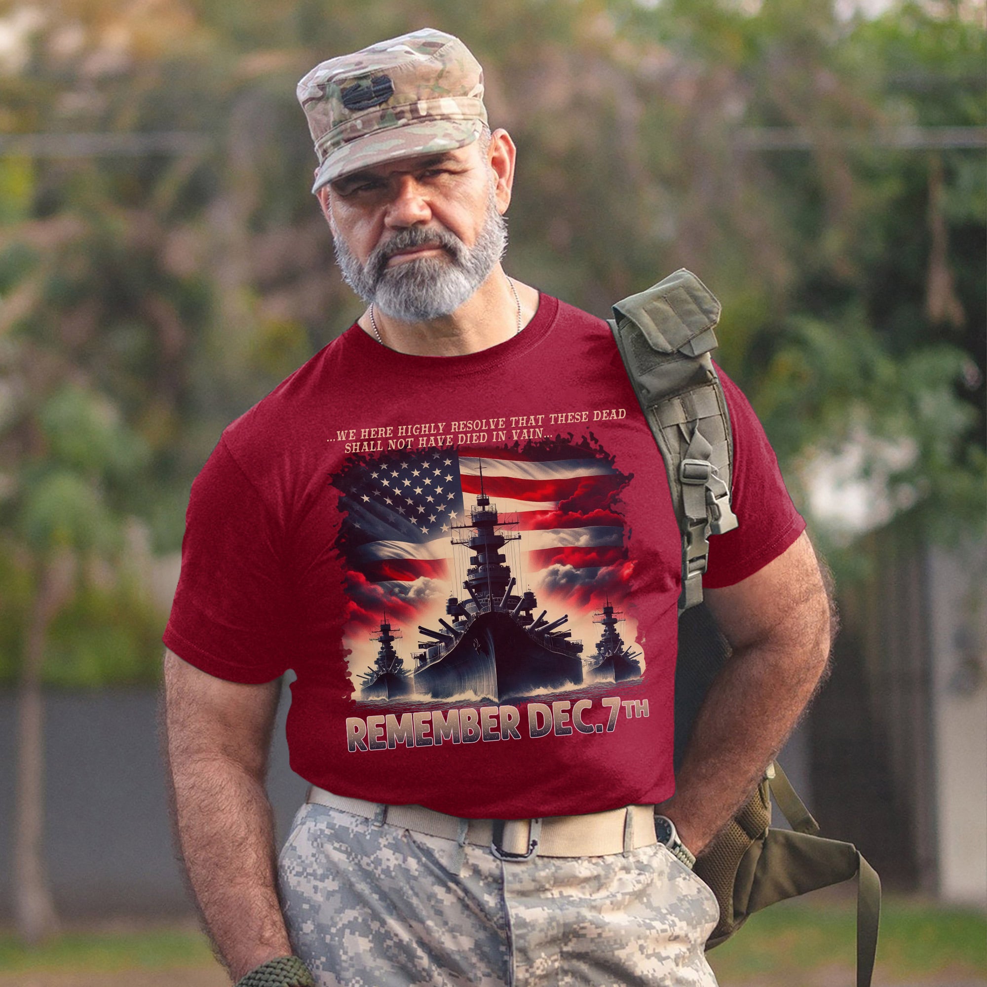 We Here Highly Resolve That These Dead Shall Not Have Died in Vain Remember Dec 7th US Military T-Shirt