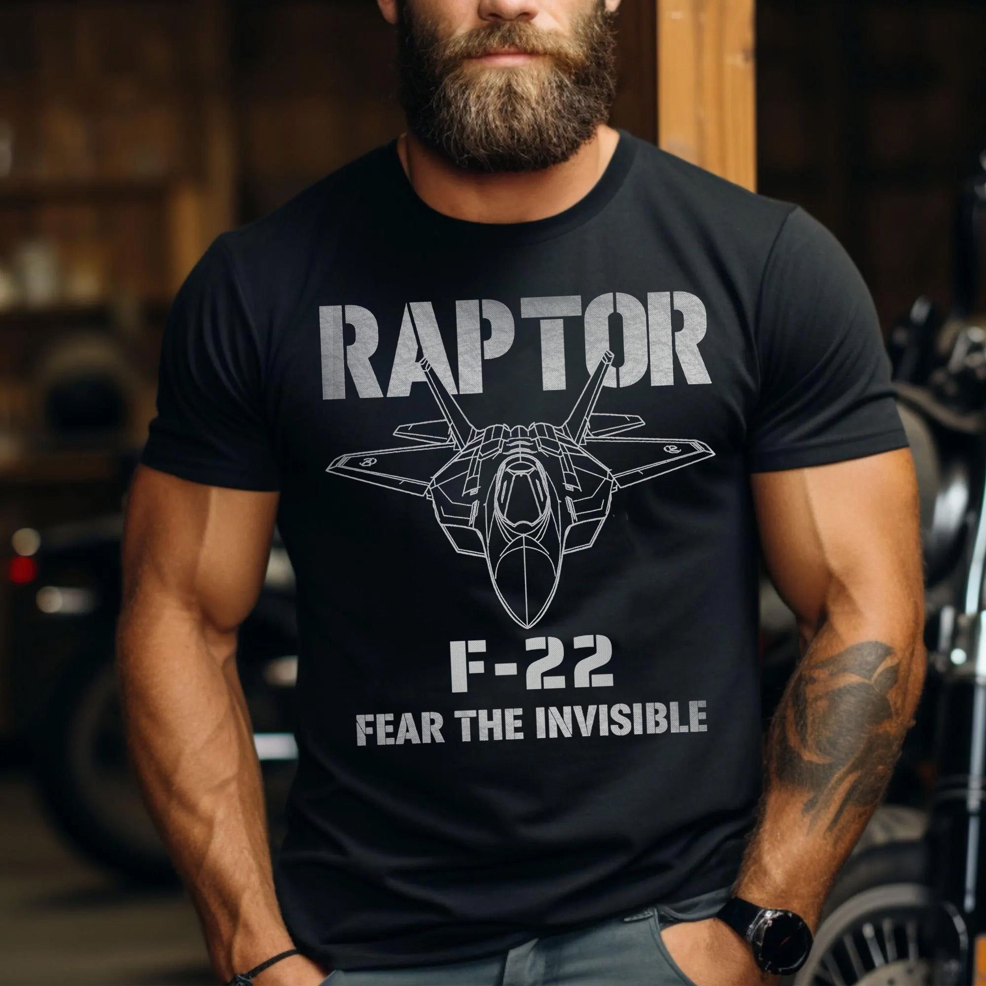 F-22 Raptor Fear the Invisible US Military Veteran Aviation Patriotic Tribute T-Shirt