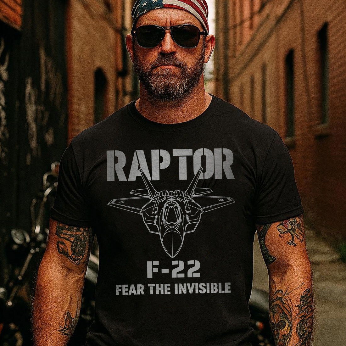 F-22 Raptor Fear the Invisible US Military Veteran Aviation Patriotic Tribute T-Shirt