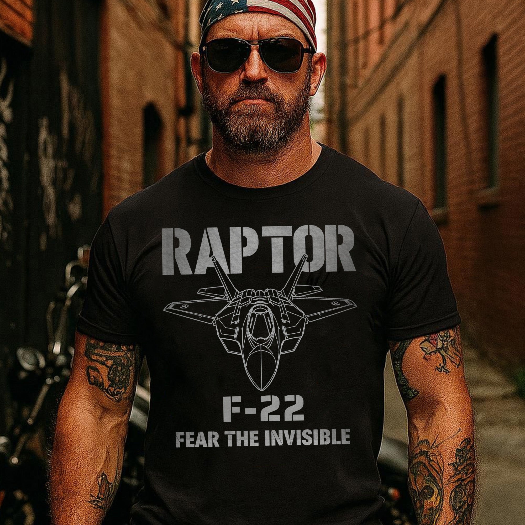 F-22 Raptor Fear the Invisible US Military Veteran Aviation Patriotic Tribute T-Shirt