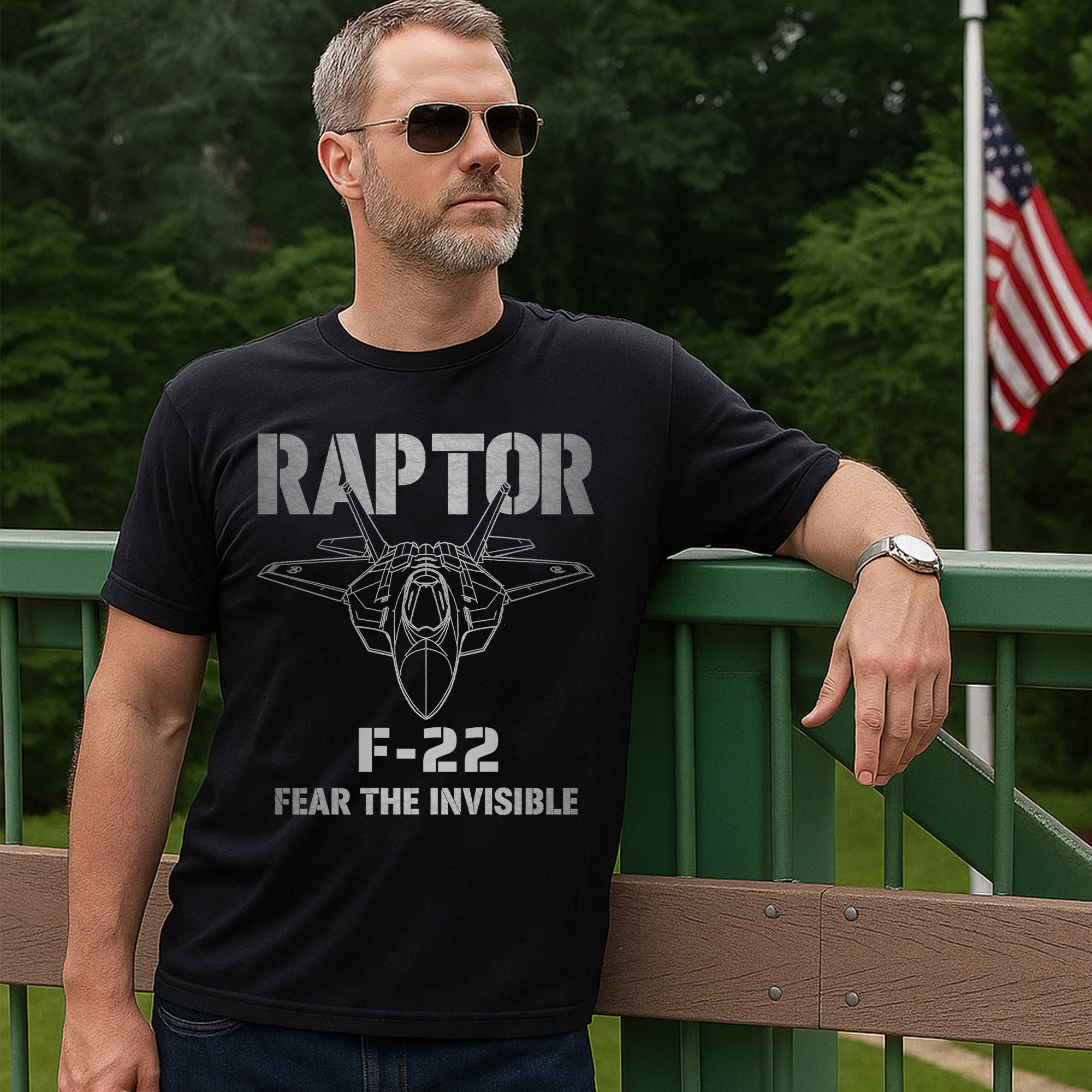 F-22 Raptor Fear the Invisible US Military Veteran Aviation Patriotic Tribute T-Shirt