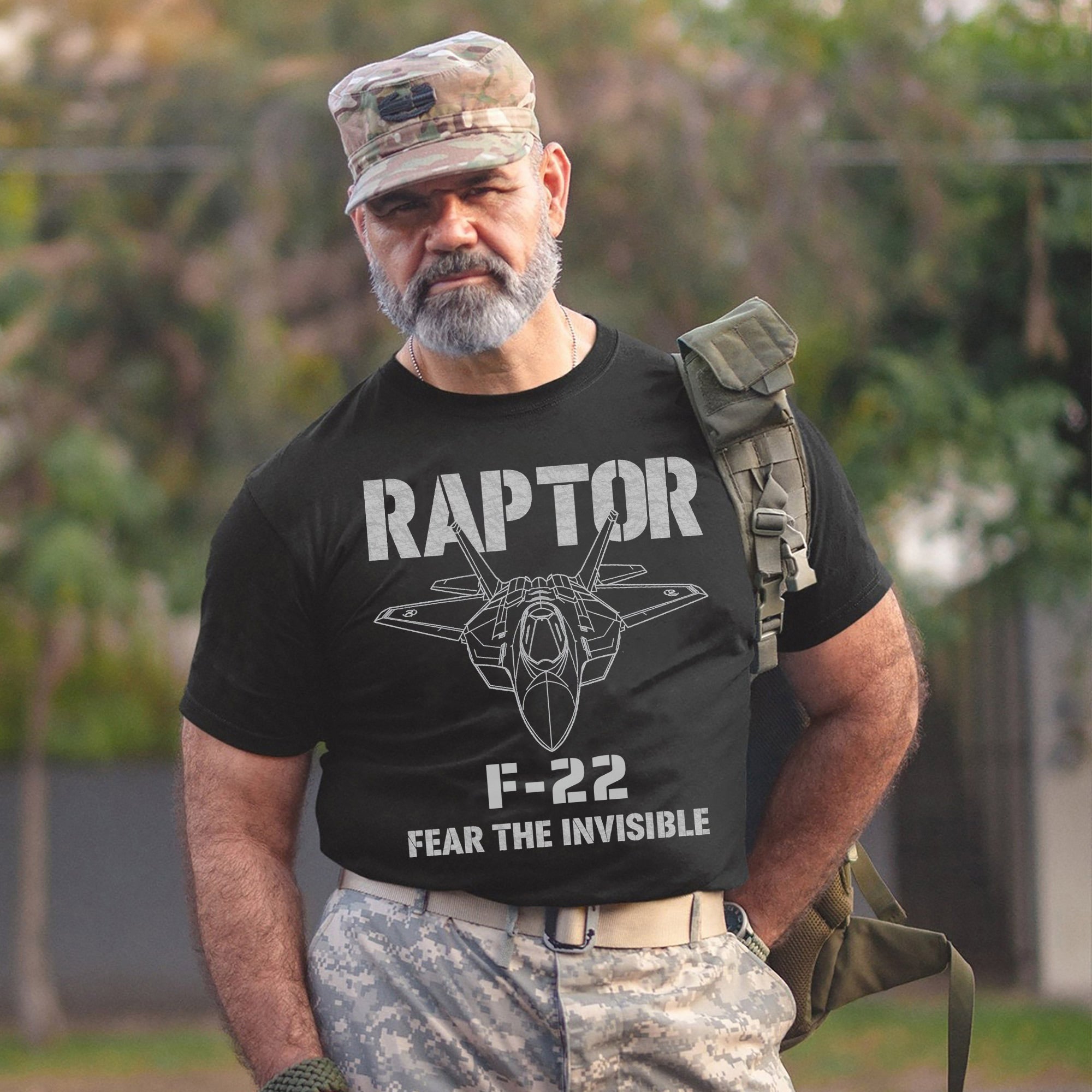 F-22 Raptor Fear the Invisible US Military Veteran Aviation Patriotic Tribute T-Shirt