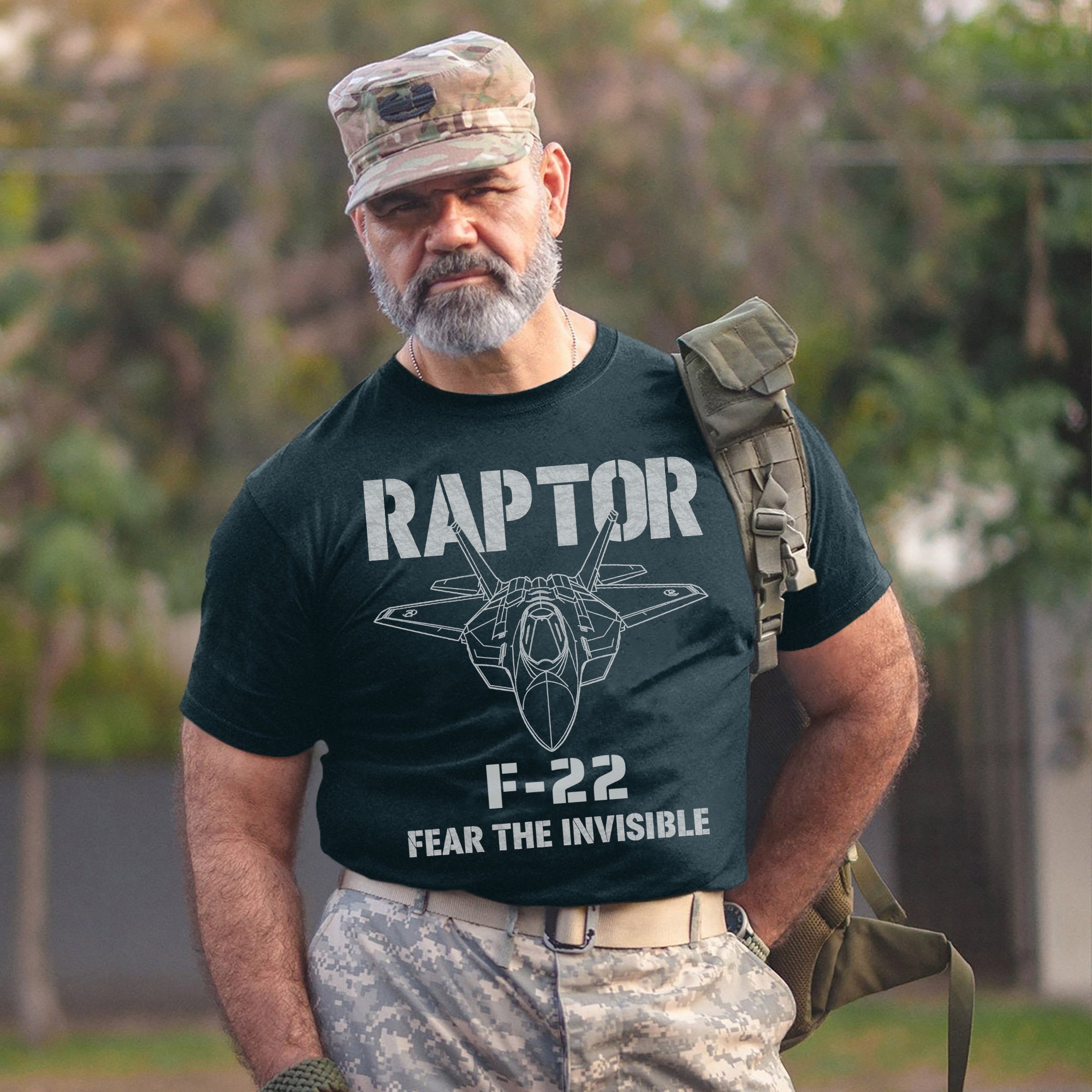 F-22 Raptor Fear the Invisible US Military Veteran Aviation Patriotic Tribute T-Shirt
