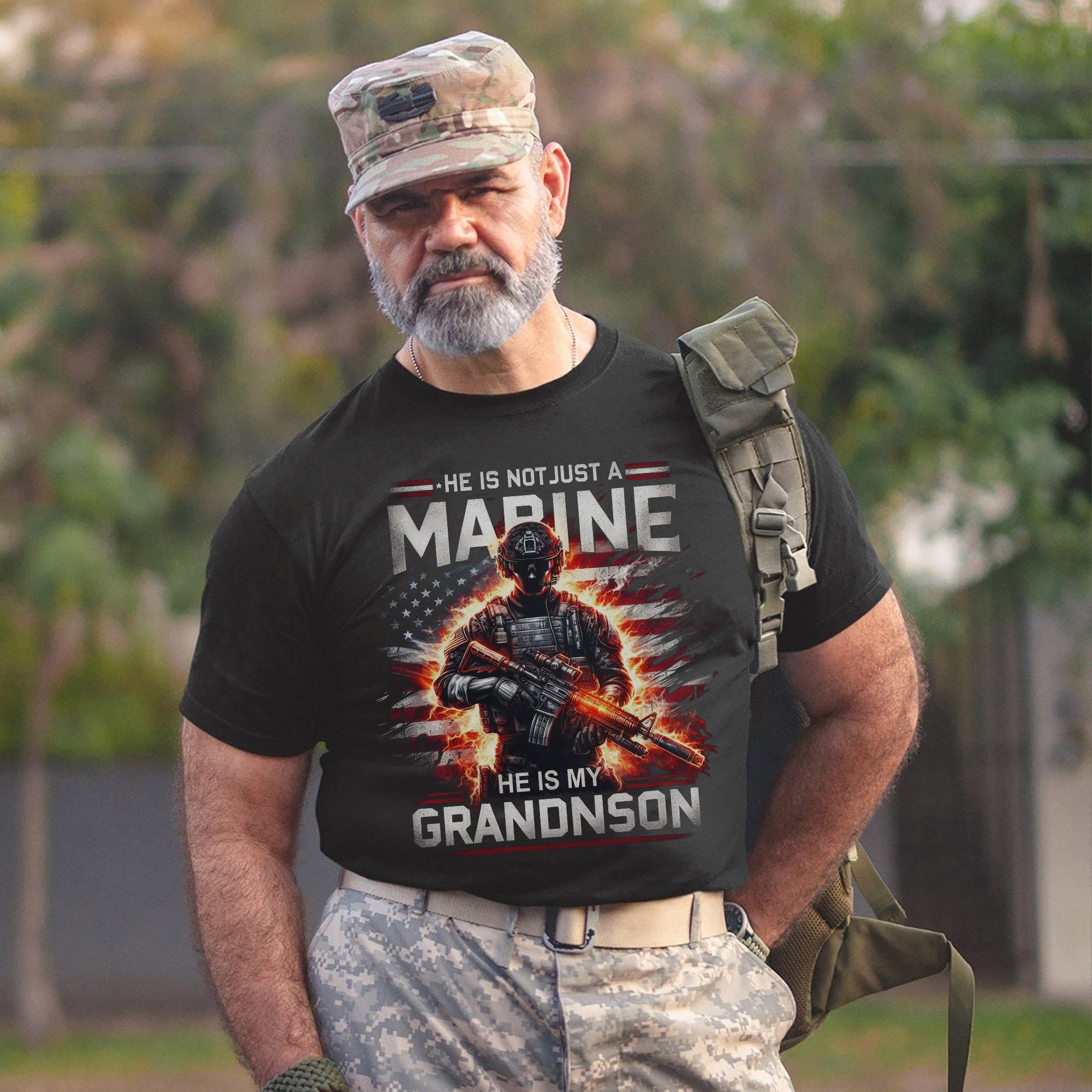 He Is Not Just a Marine He Is My Grandson Proud US Military Family Veteran Tribute T-Shirt