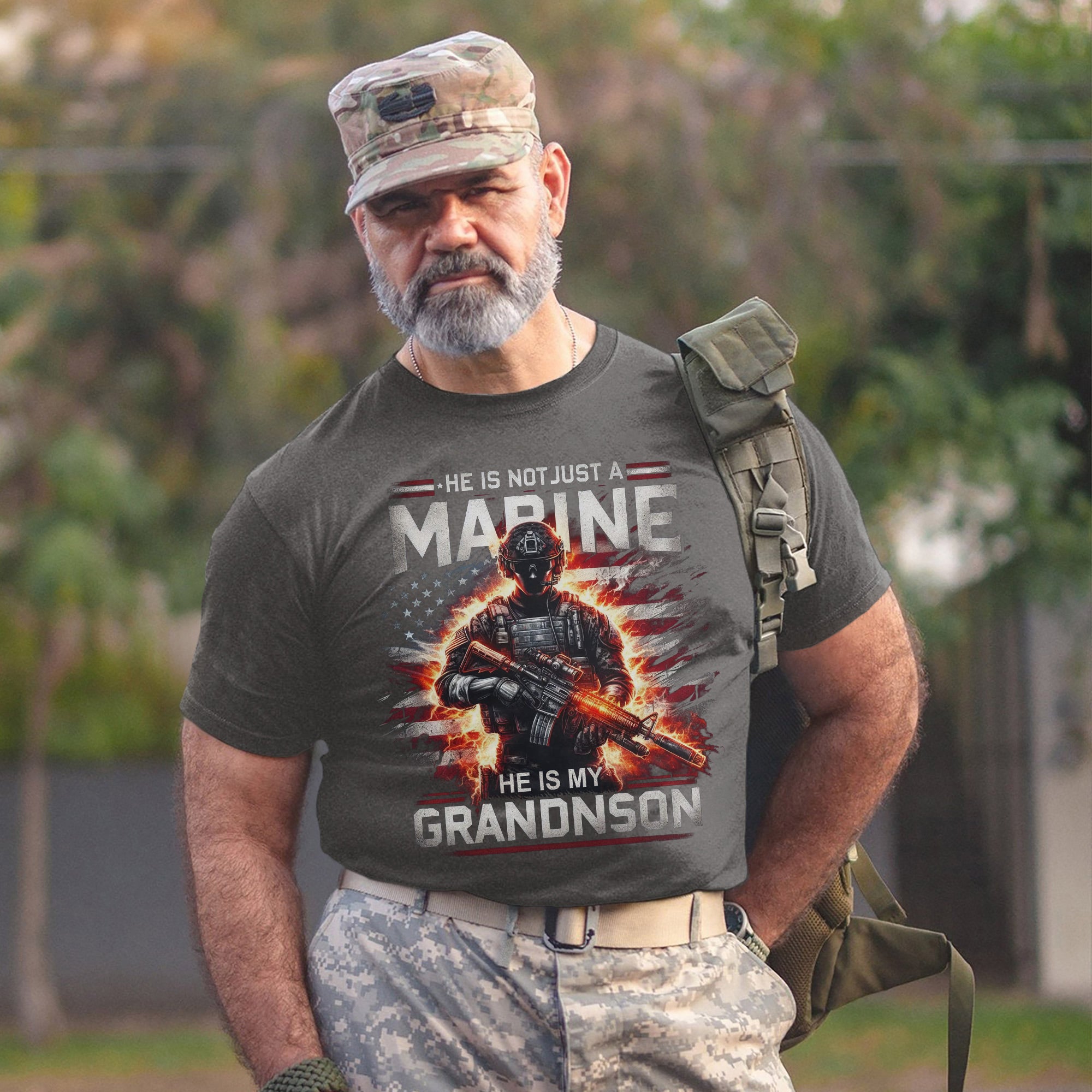 He Is Not Just a Marine He Is My Grandson Proud US Military Family Veteran Tribute T-Shirt