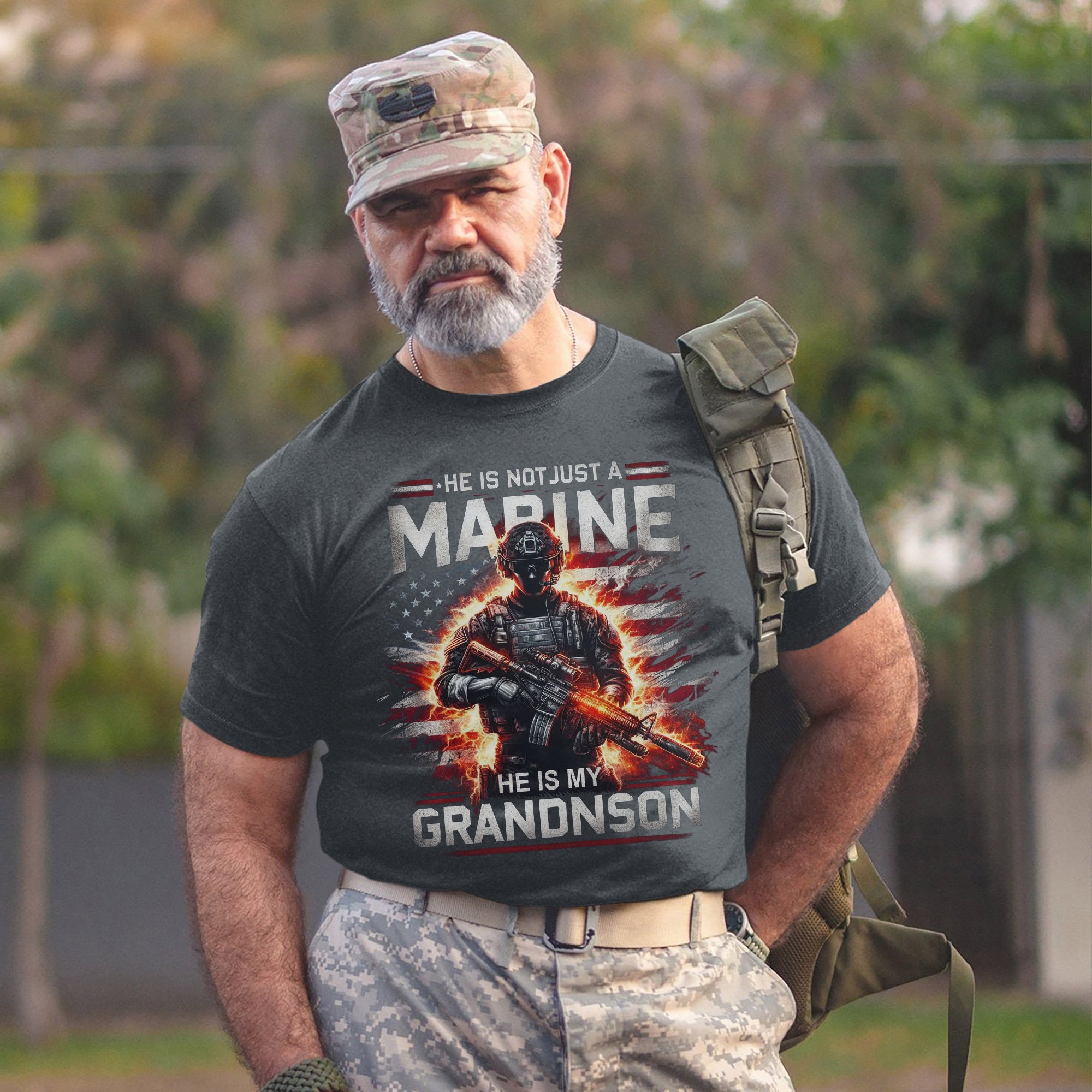 He Is Not Just a Marine He Is My Grandson Proud US Military Family Veteran Tribute T-Shirt