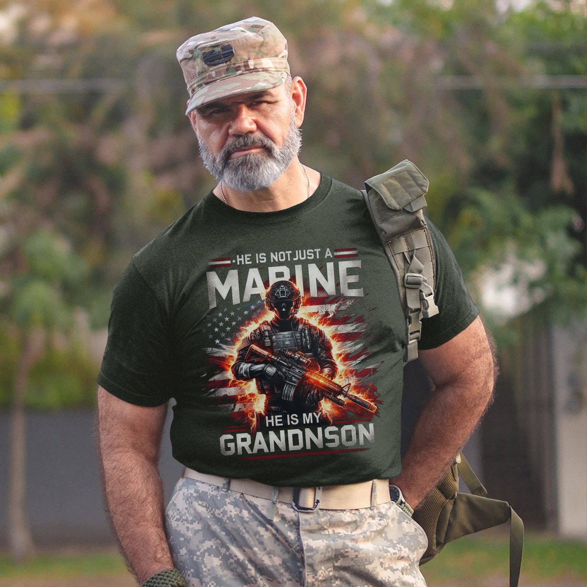 He Is Not Just a Marine He Is My Grandson Proud US Military Family Veteran Tribute T-Shirt