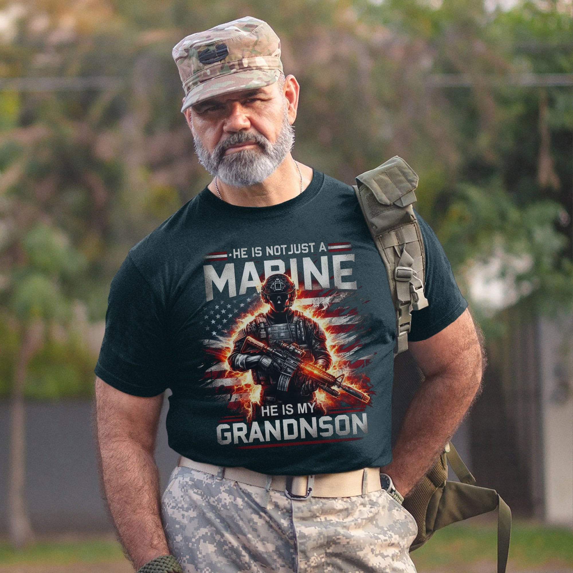He Is Not Just a Marine He Is My Grandson Proud US Military Family Veteran Tribute T-Shirt