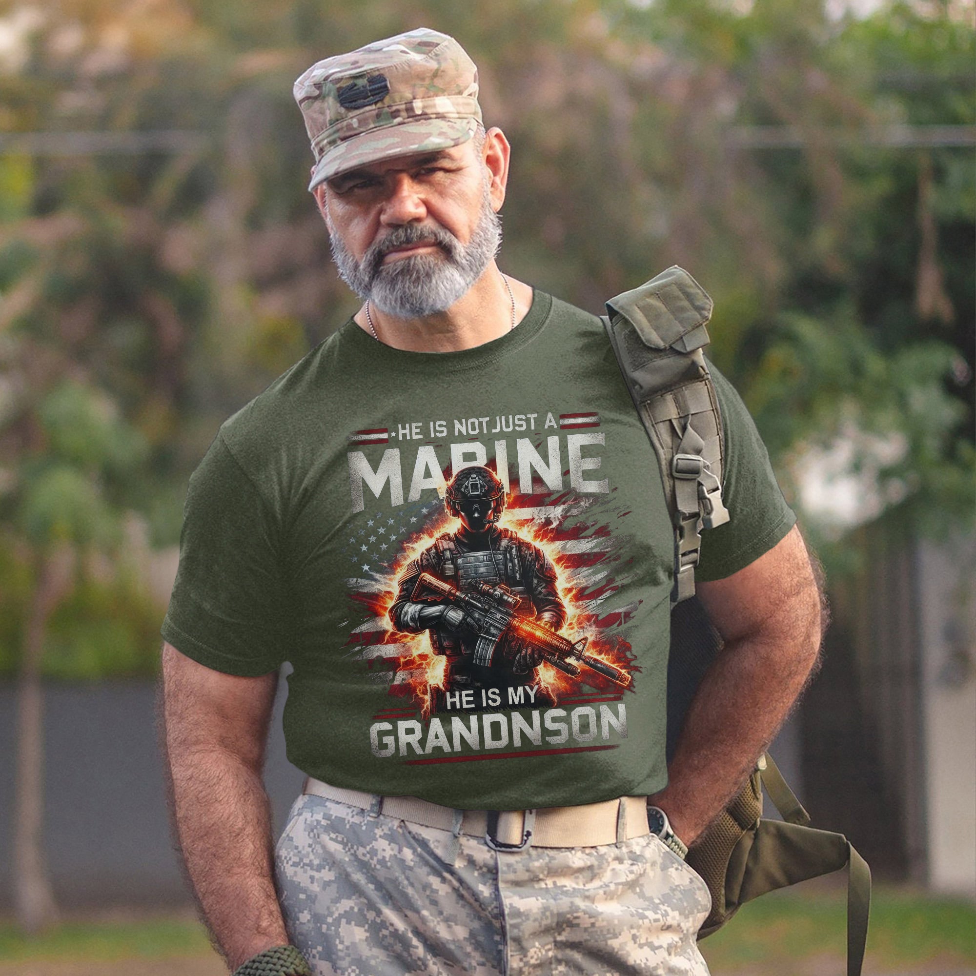He Is Not Just a Marine He Is My Grandson Proud US Military Family Veteran Tribute T-Shirt