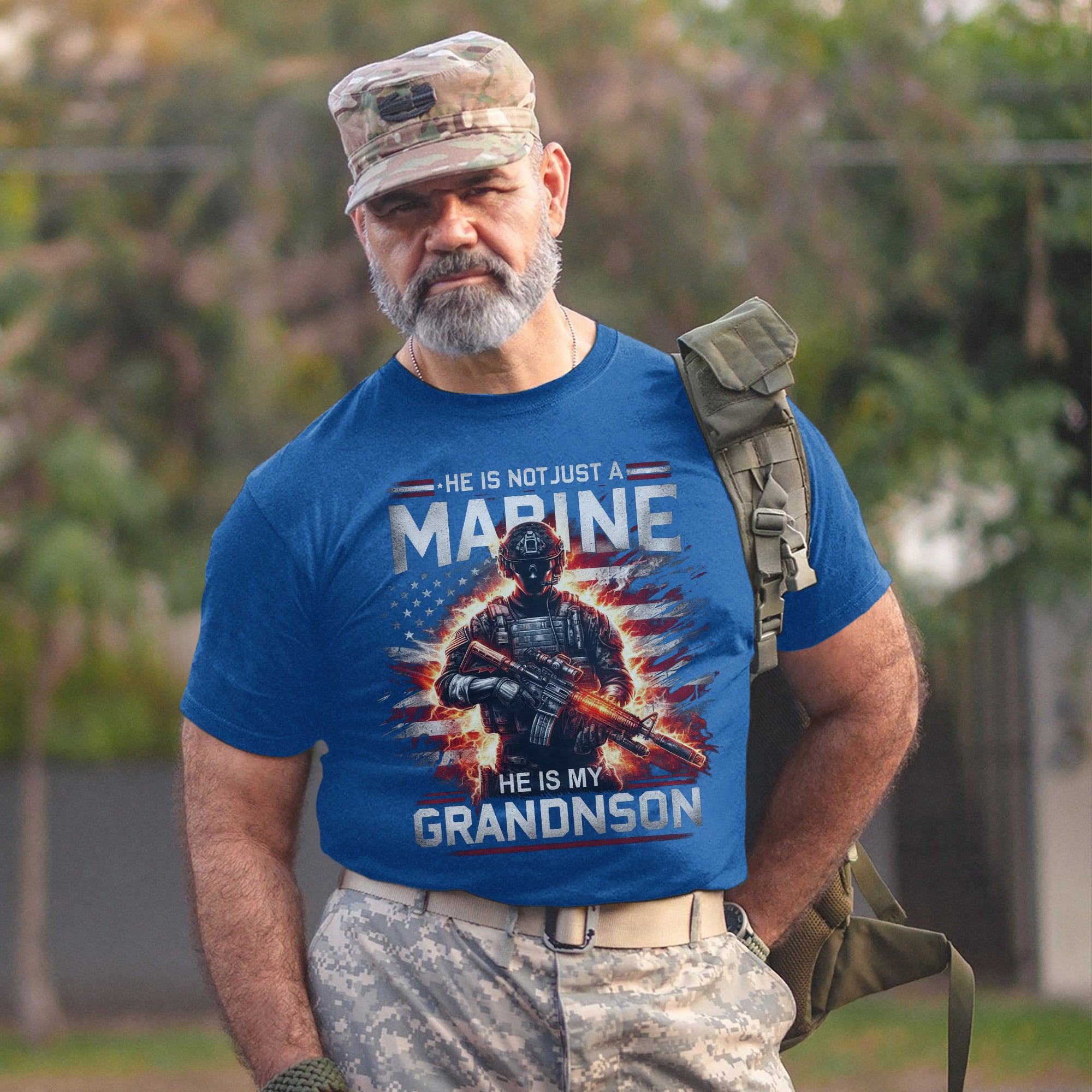 He Is Not Just a Marine He Is My Grandson Proud US Military Family Veteran Tribute T-Shirt