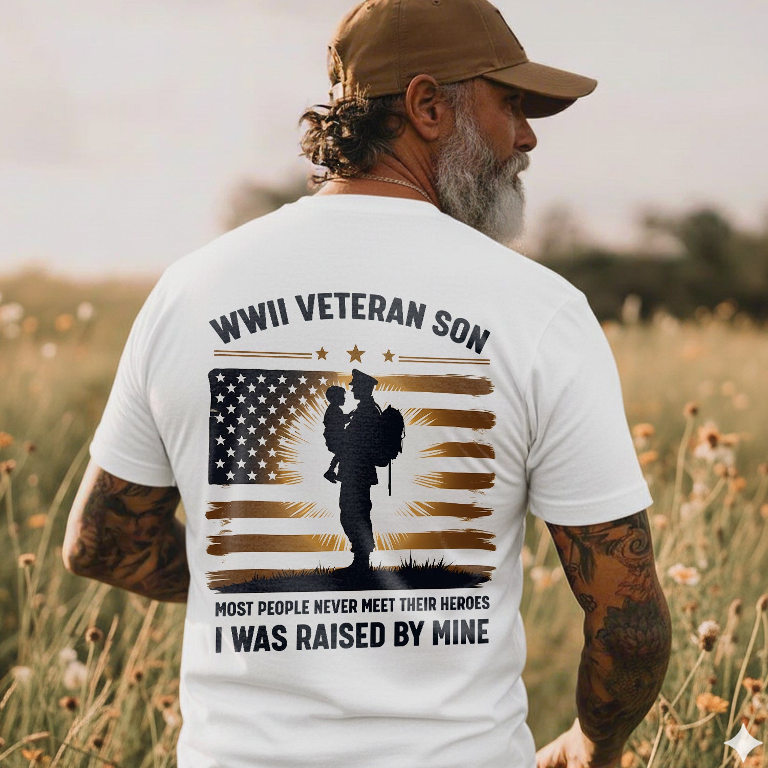 WWII Veteran Son Most People Never Meet Their Heroes I Was Raised by Mine T-Shirt Secondary image
