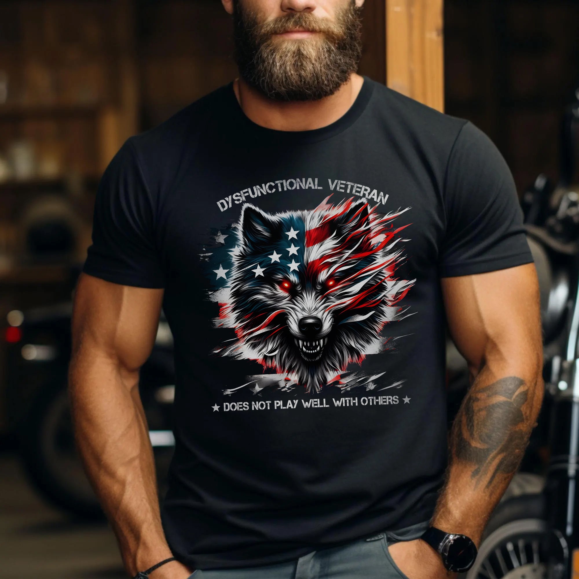Dysfunctional Veteran Does Not Play Well With Others Proud US Military Patriotic Pride T-Shirt