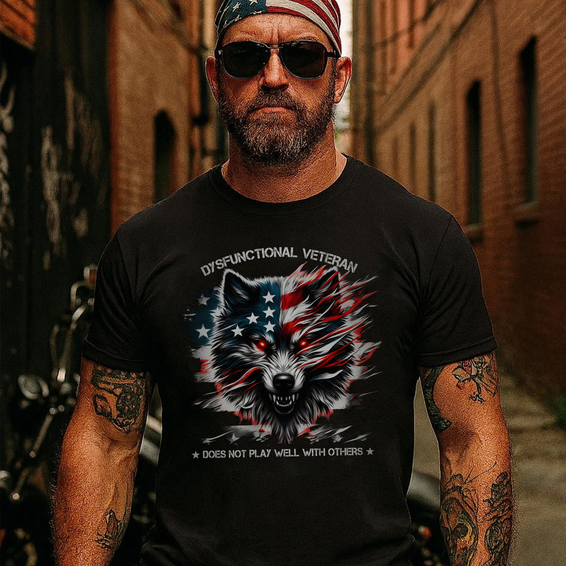 Dysfunctional Veteran Does Not Play Well With Others Proud US Military Patriotic Pride T-Shirt