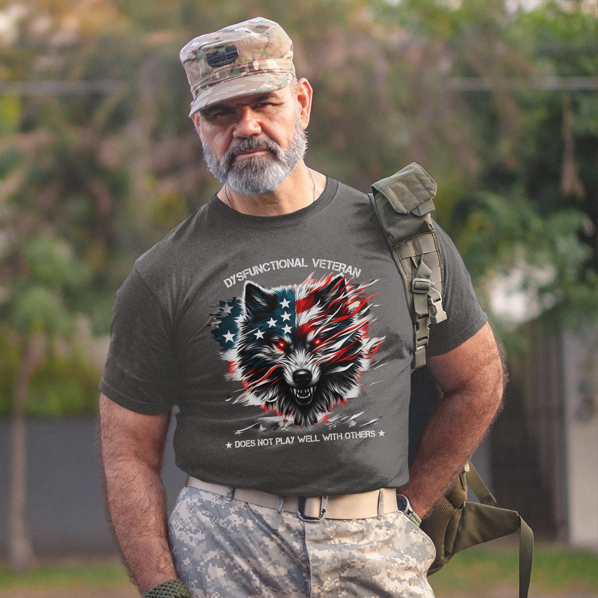 Dysfunctional Veteran Does Not Play Well With Others Proud US Military Patriotic Pride T-Shirt