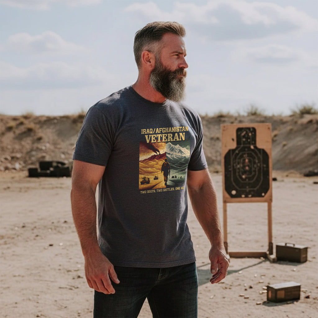 Iraq Afghanistan Veteran Two Boots Two T-Shirt