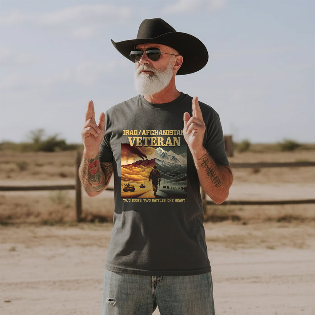Iraq Afghanistan Veteran Two Boots Two T-Shirt