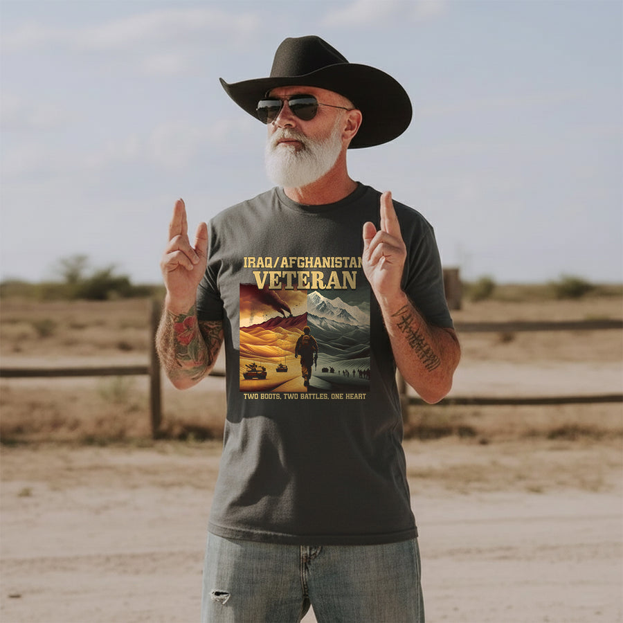 Iraq Afghanistan Veteran Two Boots Two T-Shirt