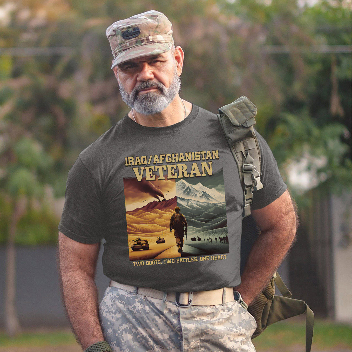 Iraq Afghanistan Veteran Two Boots Two T-Shirt