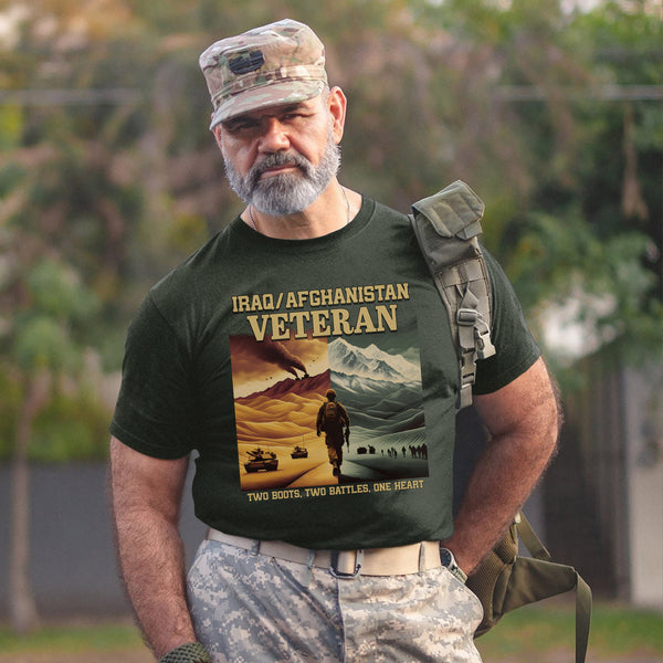 Iraq Afghanistan Veteran Two Boots Two T-Shirt