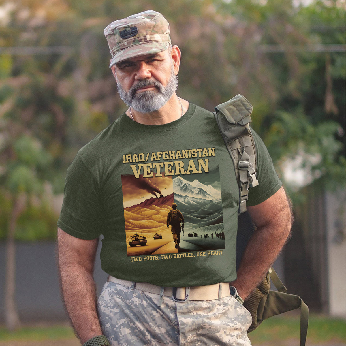 Iraq Afghanistan Veteran Two Boots Two T-Shirt