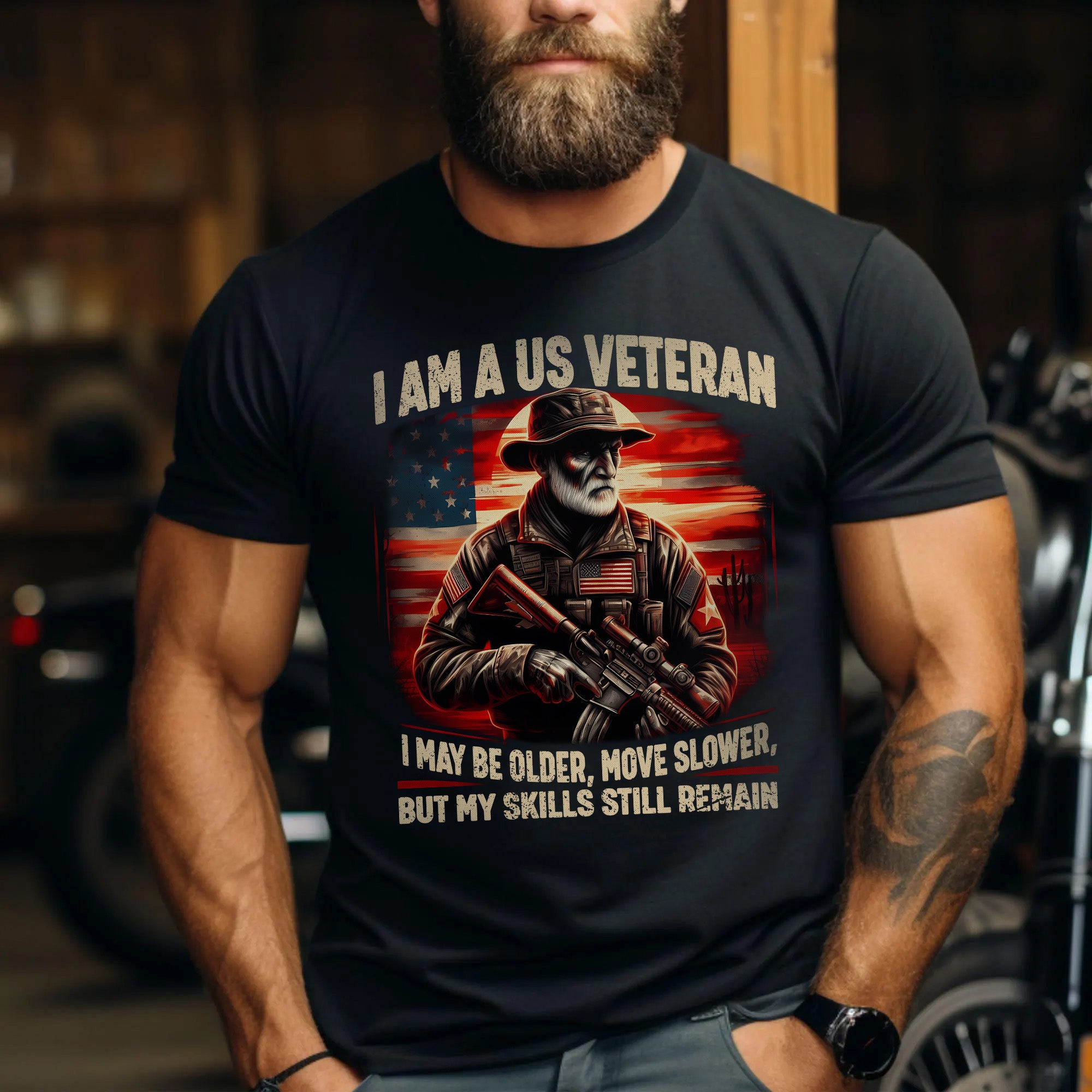 I Am a US Veteran I May Be Older Move Slower but My Skills Remain Strong Military Pride T-Shirt