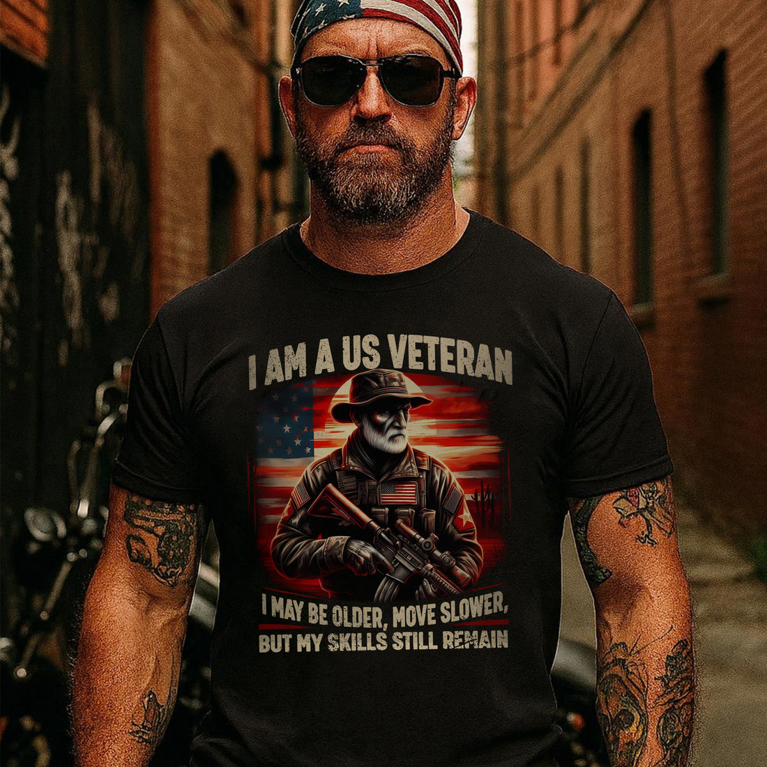 I Am a US Veteran I May Be Older Move Slower but My Skills Remain Strong Military Pride T-Shirt